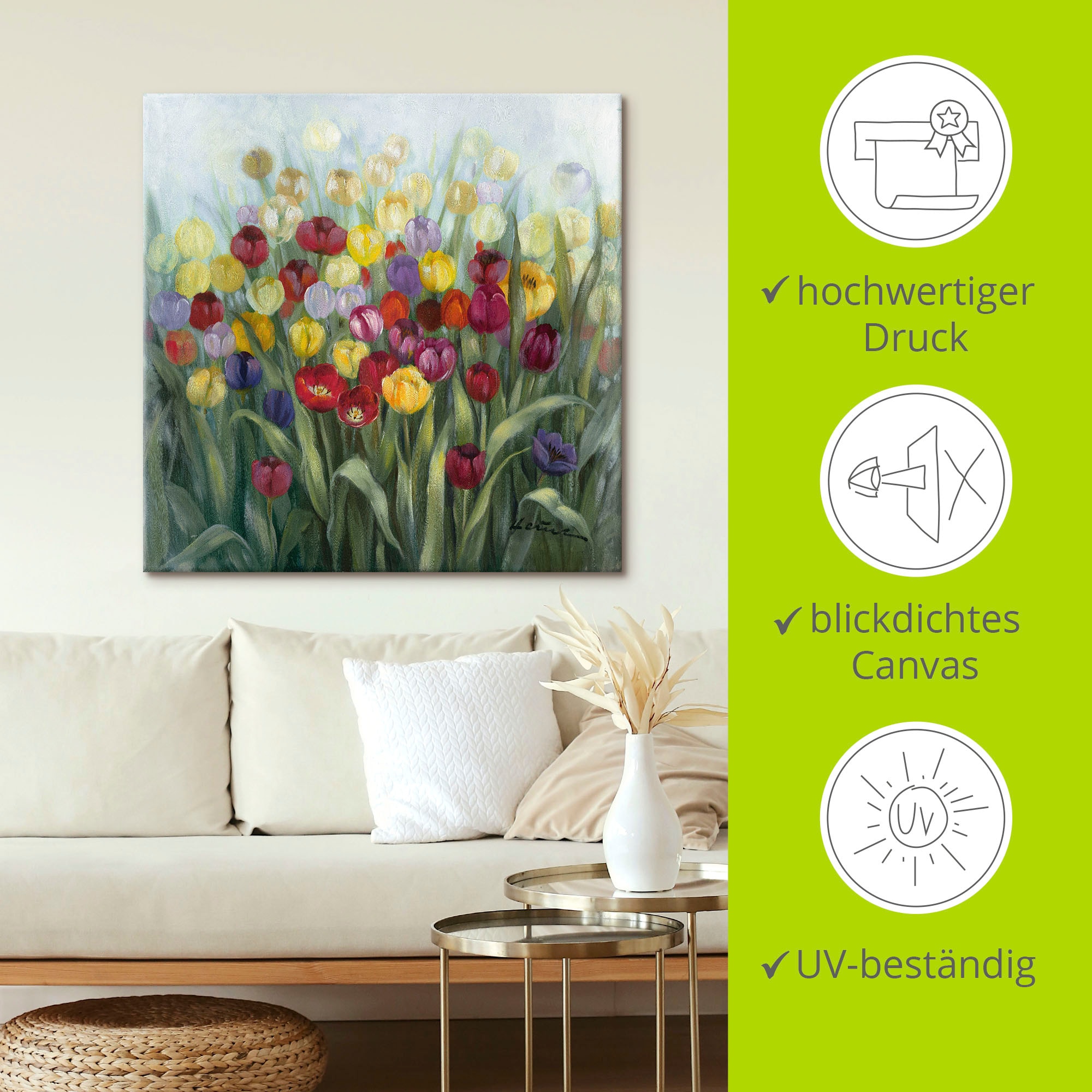 Artland Leinwandbild »Tulpenwiese II« Blumenwiese 1 Stk. tlg. auf Holzrahmen gespannt