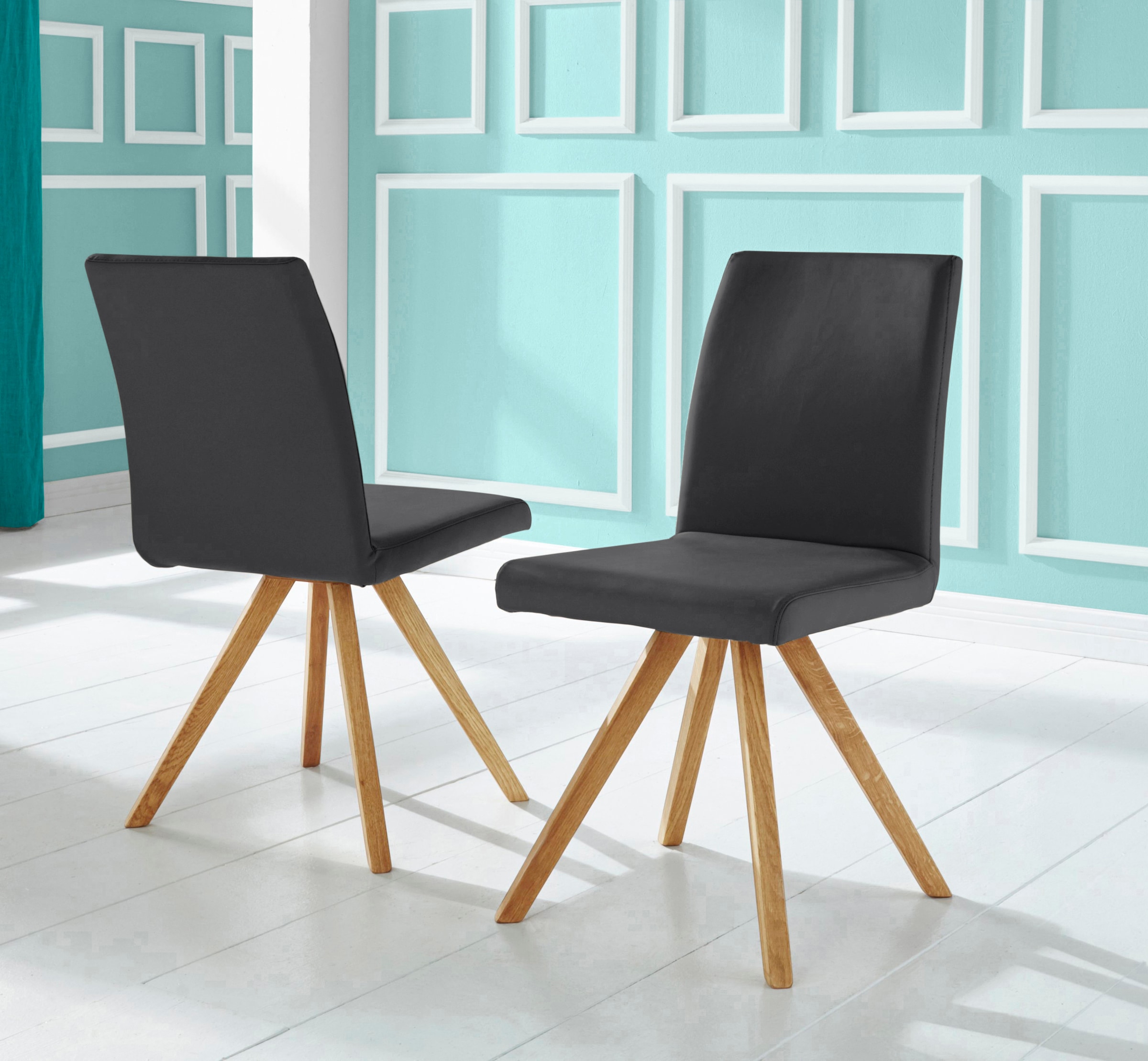 Home affaire Schalenstuhl "Rio" (Set) 2 Stk.Bezug in Kunstleder oder Strukturstoff und das Gestell ist Eiche geölt