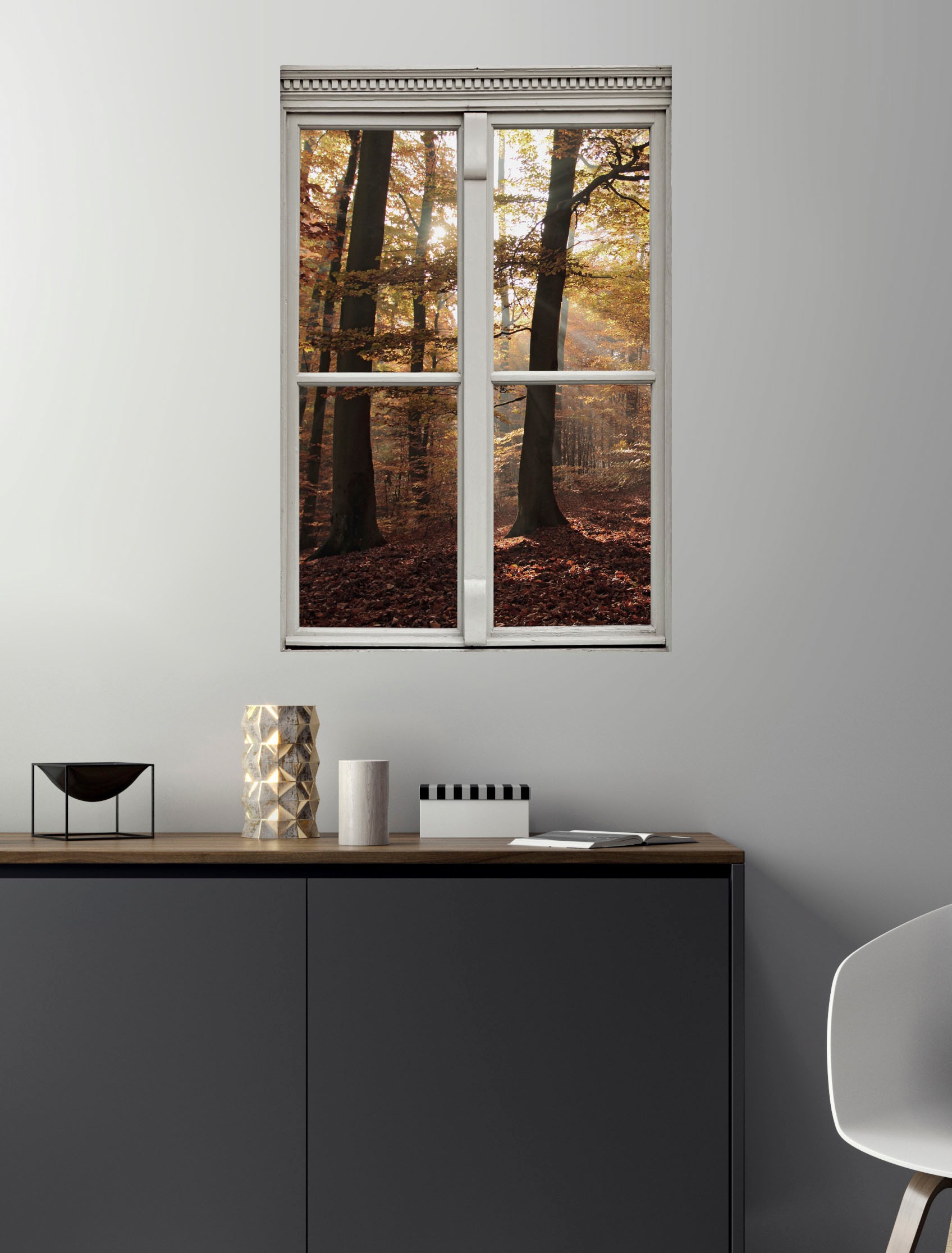 queence Wandsticker »Wald«, Wandsticker, Wandbild, selbstklebend, 3D, Fenster