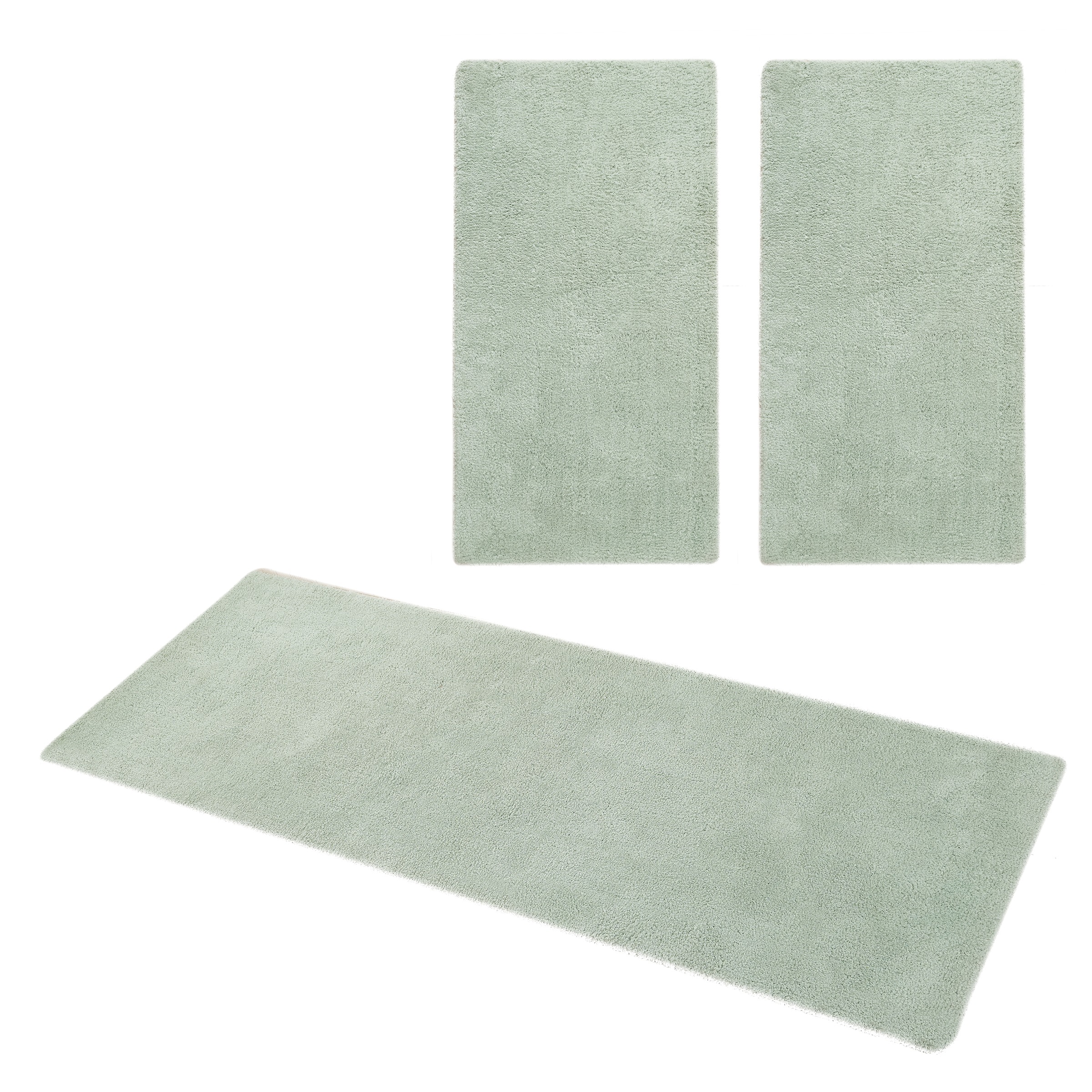 Image of GOODproduct Hochflor-Bettumrandung "Microfaser Teppich Magong, besonders weich, sehr feiner Flor" Höhe 25 mm 3 tlg. uni, einfarbiger Bettvorleger, Läufer-Set, Schlafzimmer, Kinderzimmer