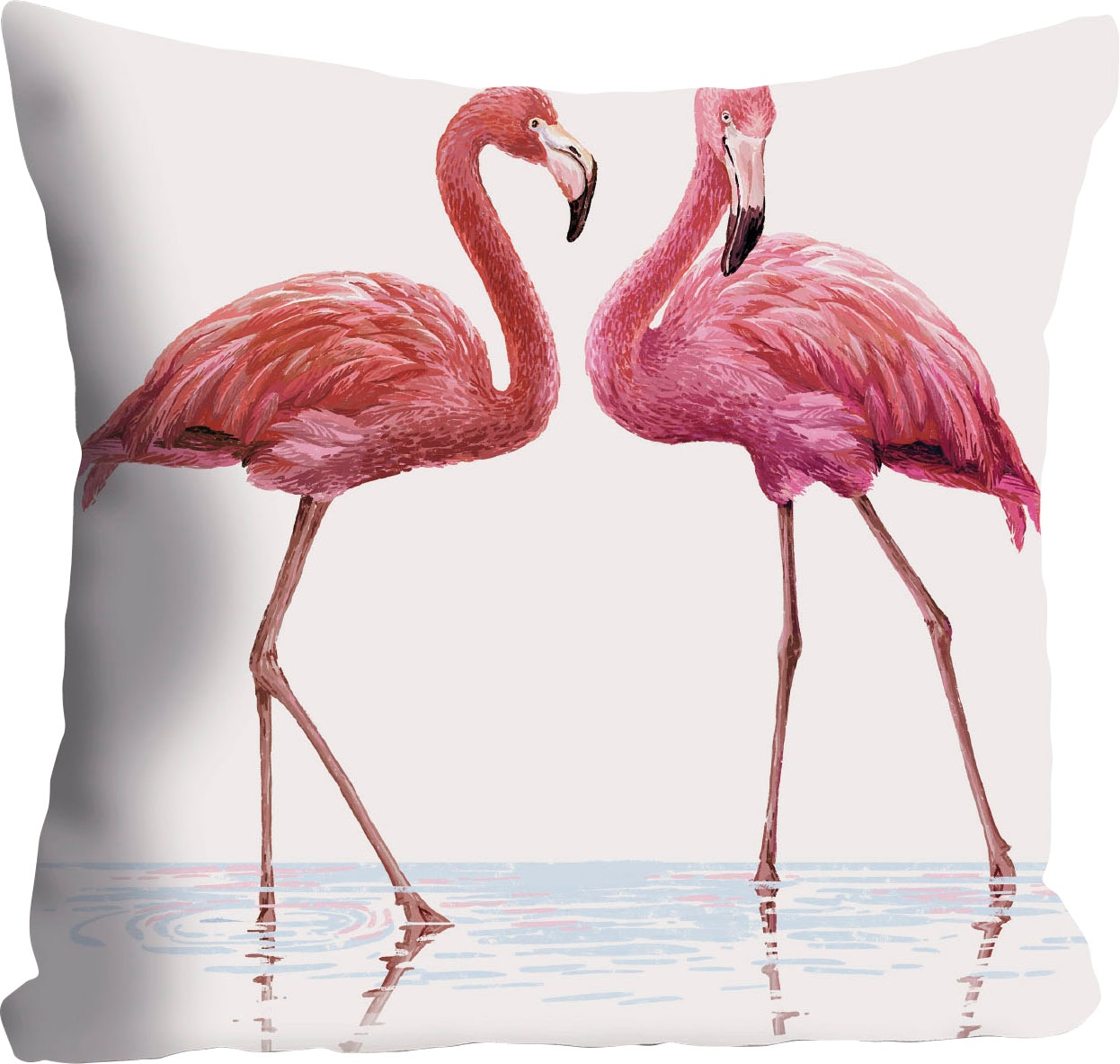 queence Dekokissen »Anna« Kissenhülle,Flamingos,Pink,Exotisch,Tropisch,Vögel,Natur,Dekorativ