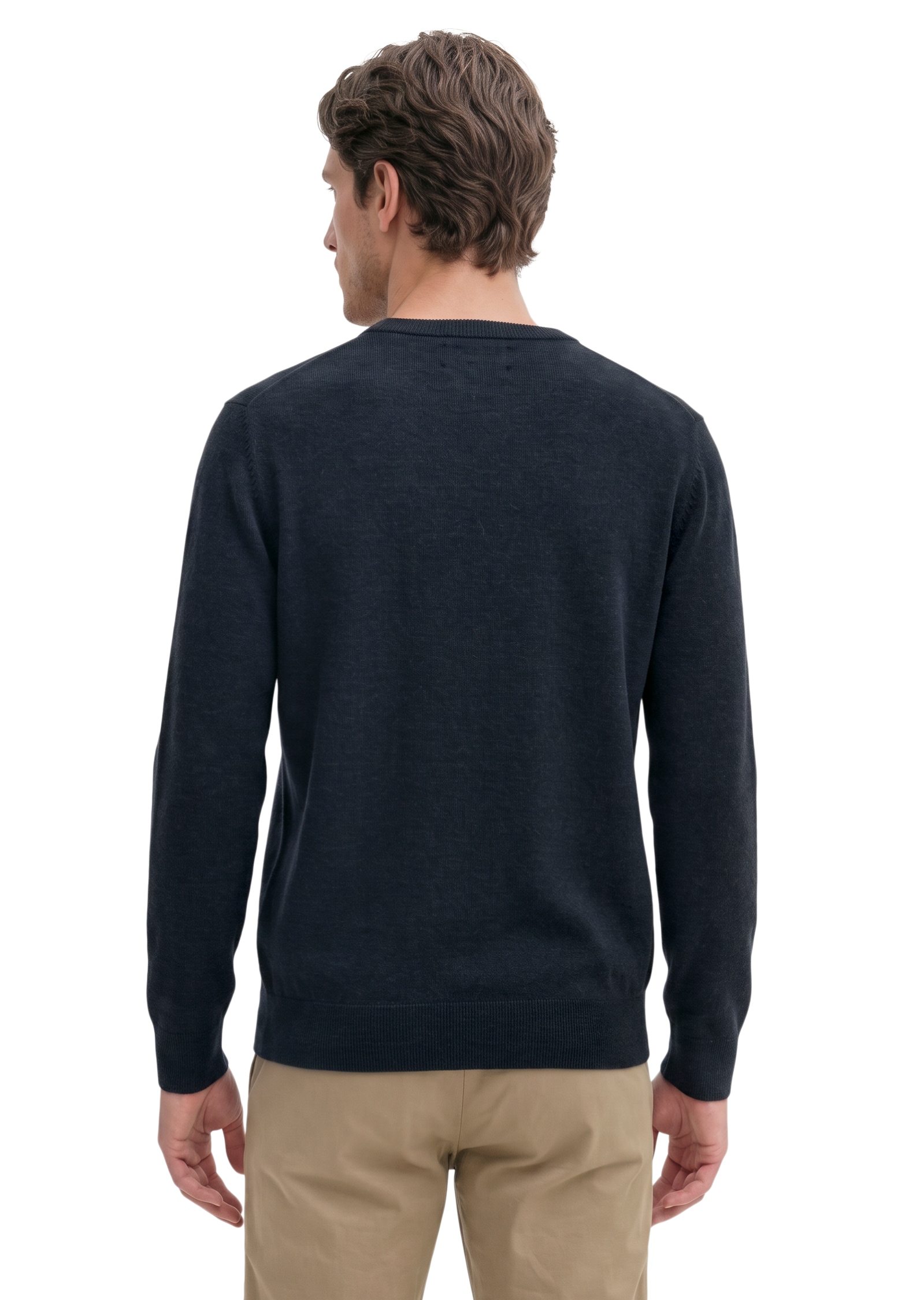 Marc O'Polo Pull à col rond regular en mélange doux de coton bio et laine vierge