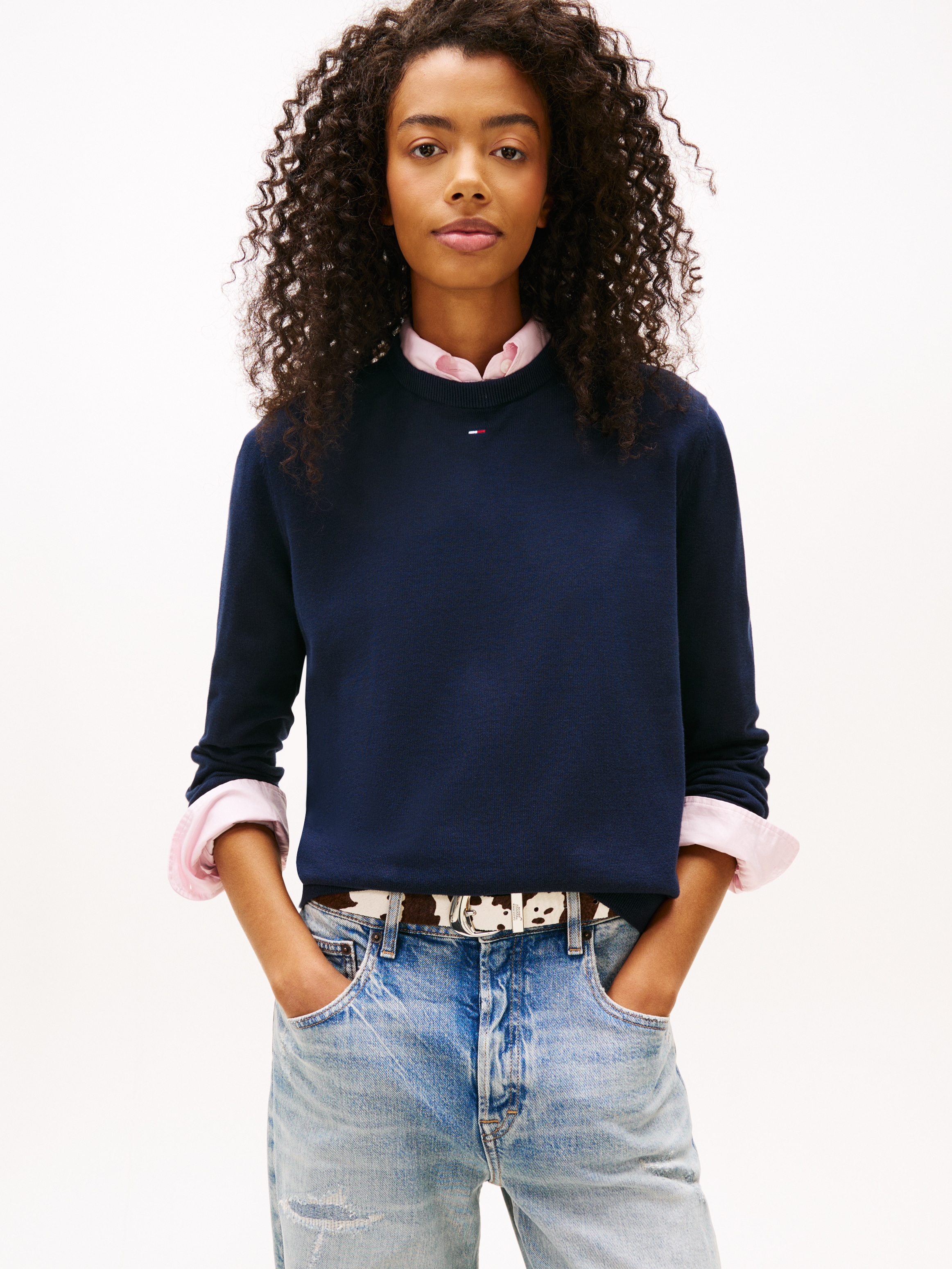 Image of Tommy Jeans Rundhalspullover "TJW ESSENTIAL CREW SWEATER EXT" Baumwolle, regular fit