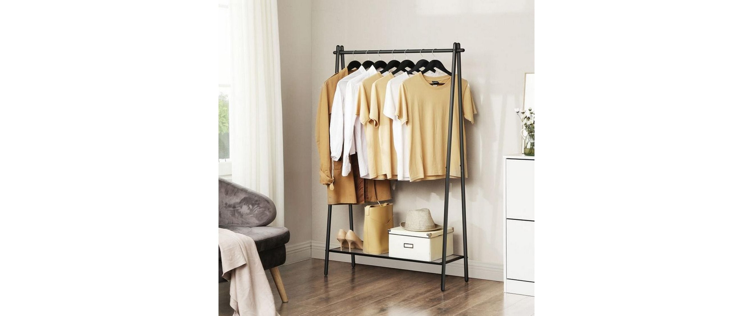 SONGMICS Garderobenständer »153 cm, Schwarz/Schwarz matt«