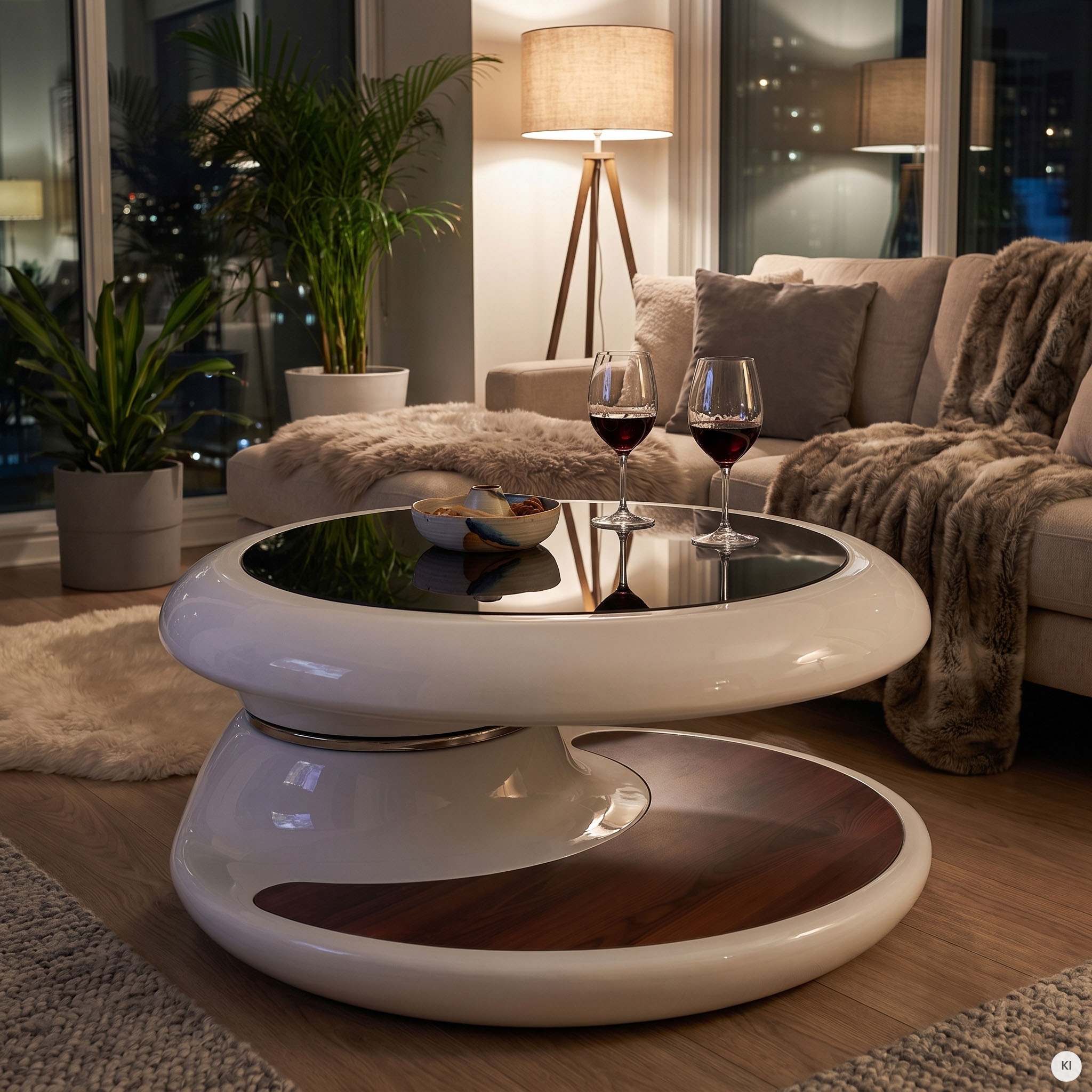 SalesFever Table basse »Milano Tisch Trendiges Wohnzimmer-Highlight« Plateau de table : pivotant à 360°