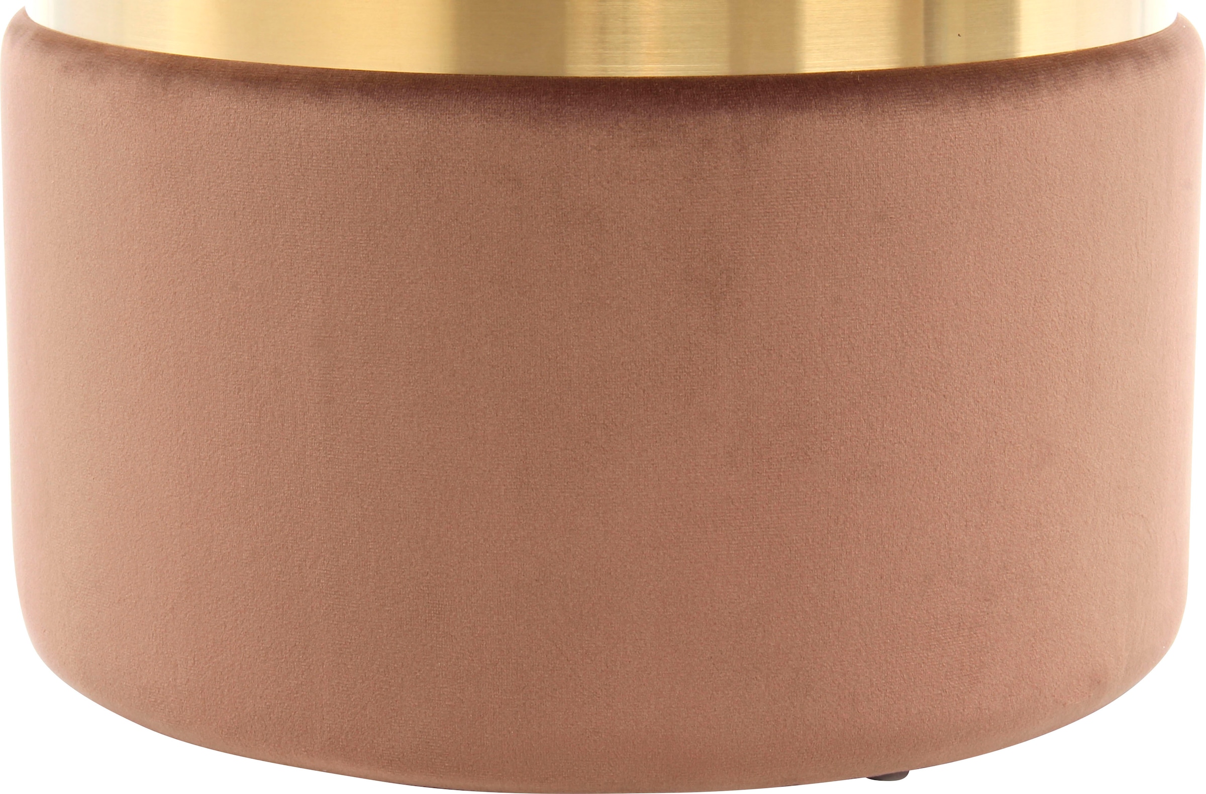 Kayoom Stauraumhocker »Hocker Zora 125 2er-Set, samtweicher Stoffbezug,runde elegante Form« Set, 2 Stk. tlg. edles Design mit Metallring, gepolstert, mit Stauraum