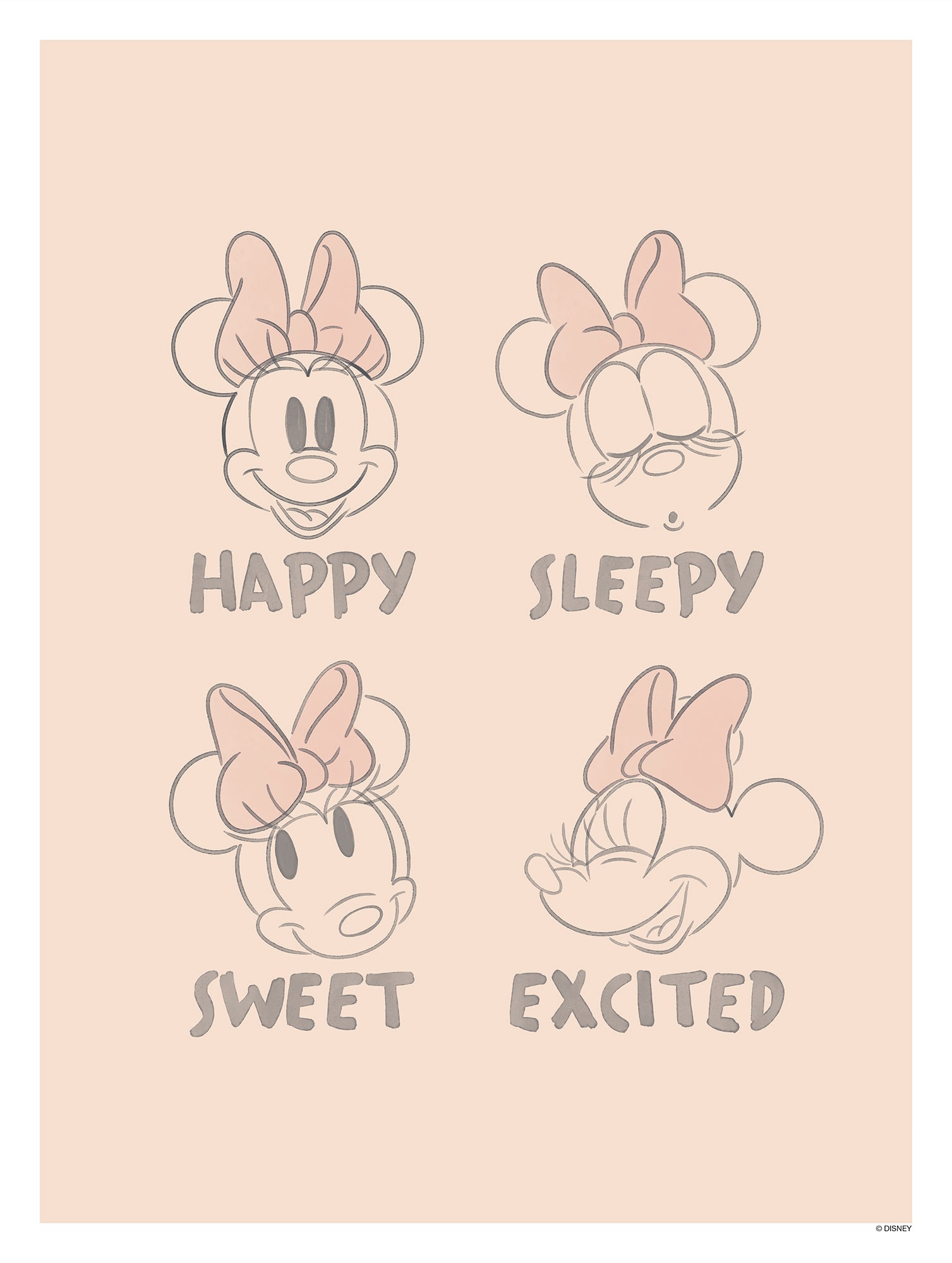 Poster »Minnie Pink Emotions«, Disney, (1 St.), Kinderzimmer, Schlafzimmer, Wohnzimmer