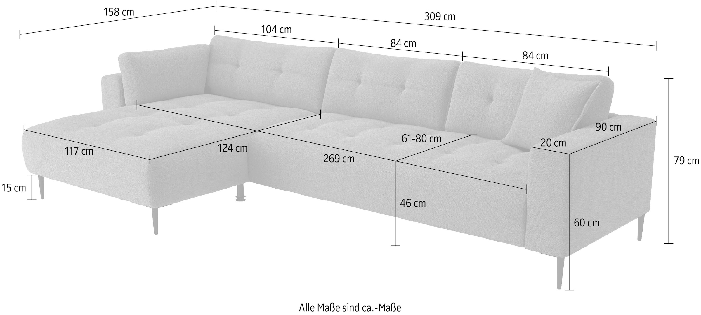 Trends by HG Canapé d'angle »Leo, B: 309, in Cord und Chenille«
