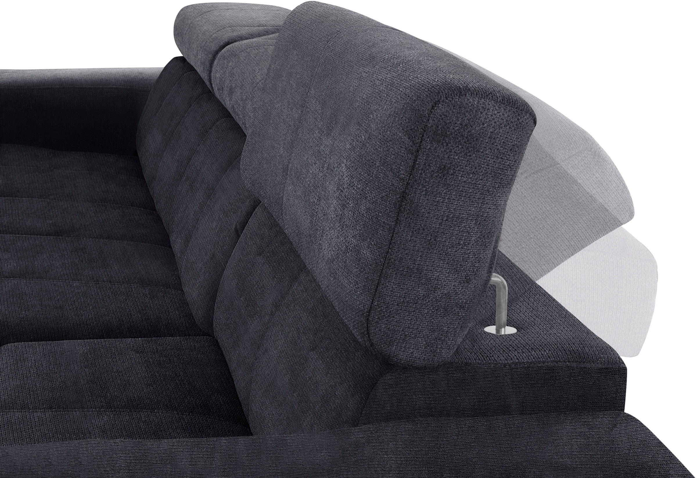 DOMO collection Ecksofa »Brandon grosse Ausführung B/T/H: 289/177/80 cm, auch in Leder und Cord«, mit Kopfteilverstellung, wahlweise Sitztiefenverstellung, L-Form