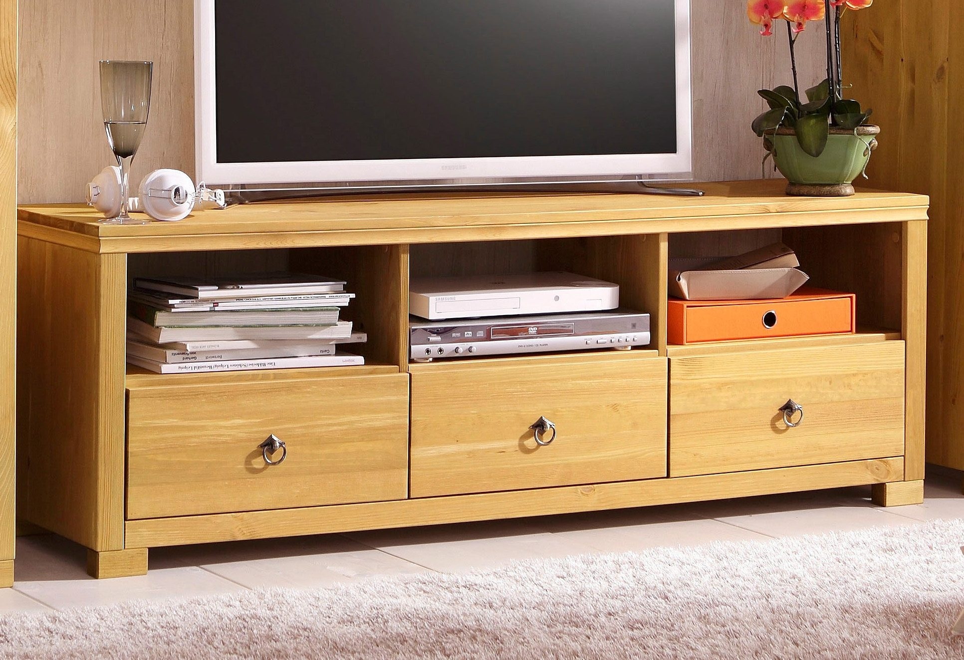 GOODproduct Tableau TV »Gotland« Breite 147 cm, mit Schubladen und offenen Fächern, Massivholz, FSC®