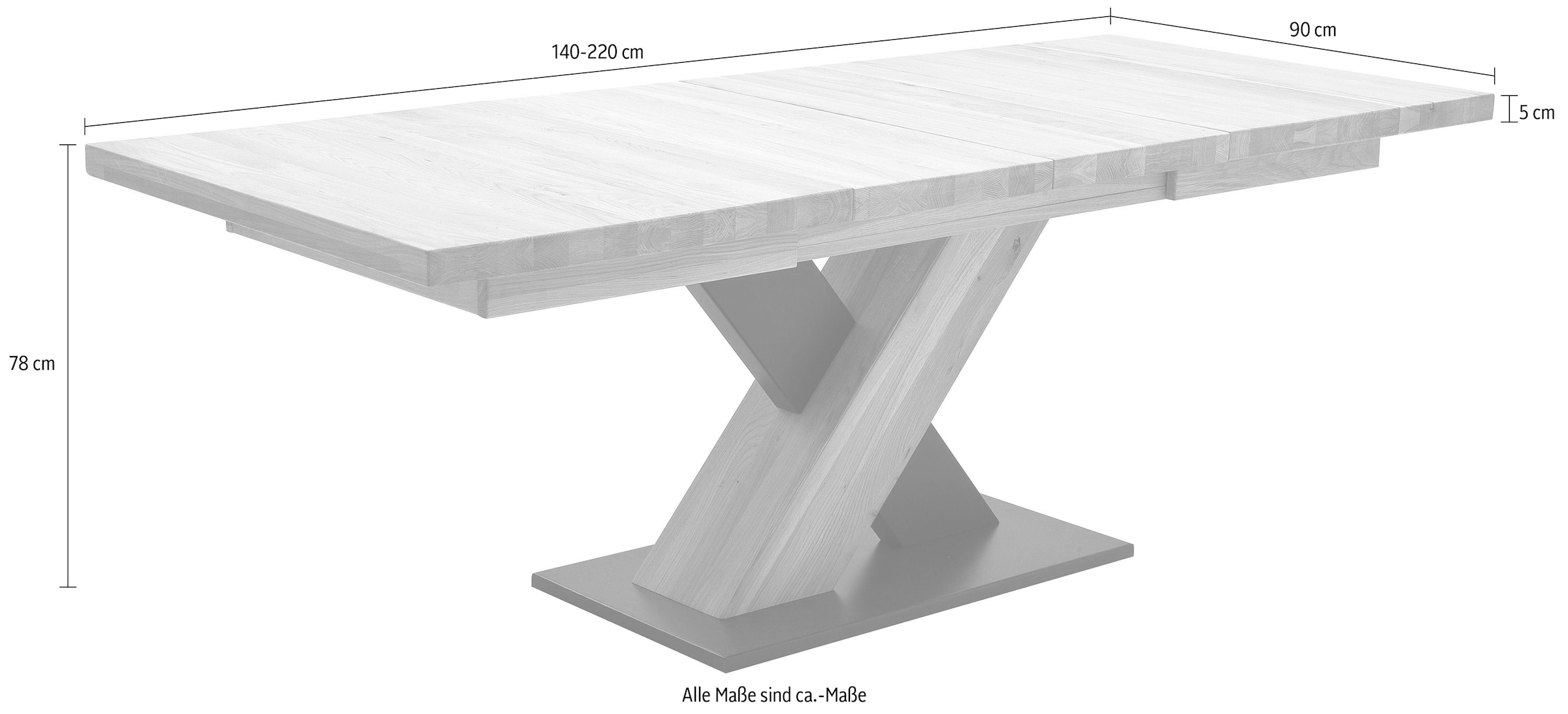 MCA furniture Esstisch »Mendoza A« Esstisch Massivholz mit Synchronauszug