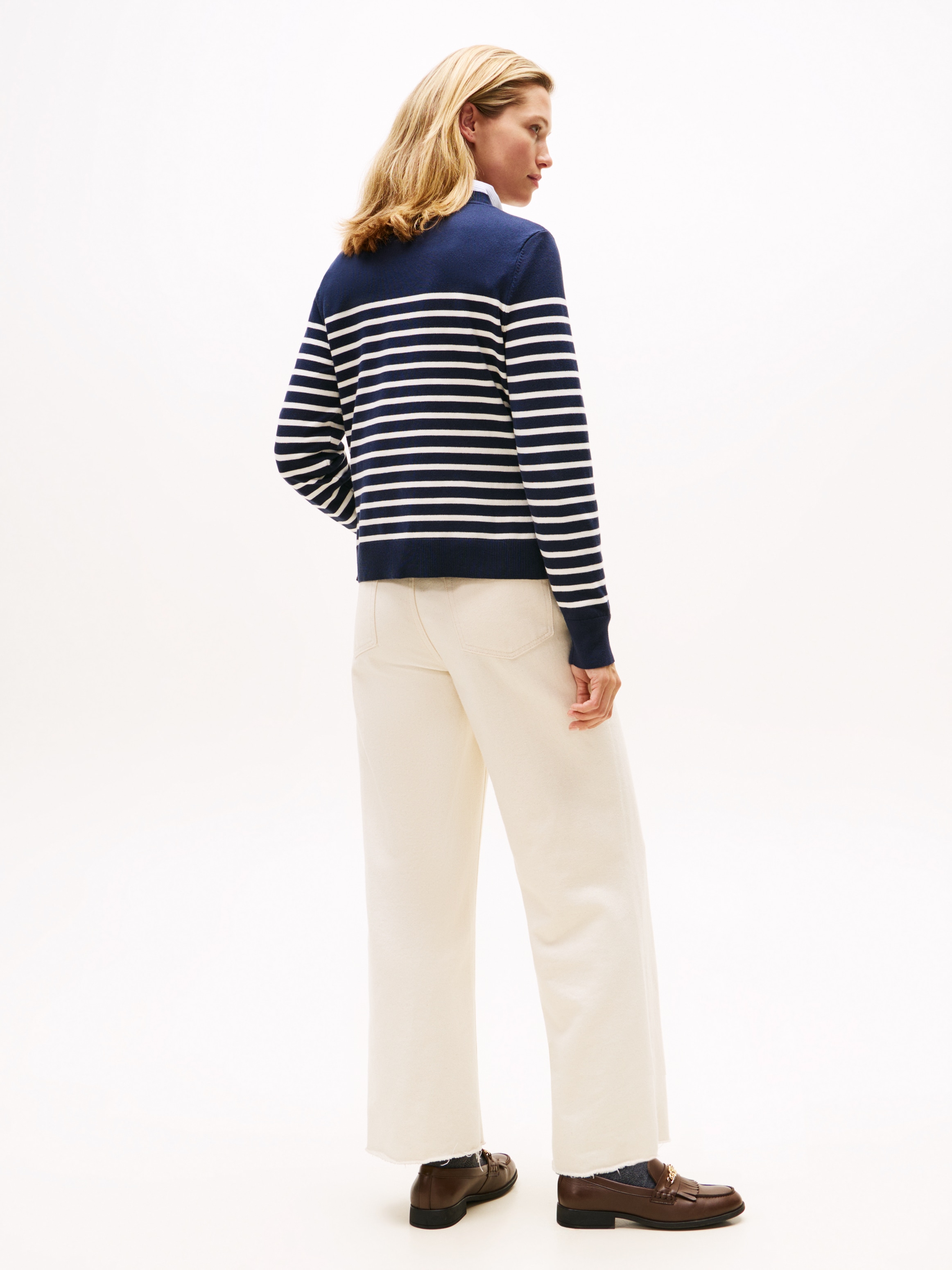 Tommy Hilfiger Strickpullover »CO JERSEY MID GG LS GOLD BTN SWT«, mit goldfarbenen Knöpfen