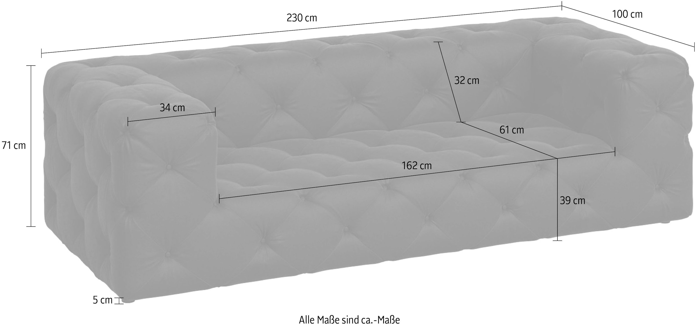 Home affaire 3-Sitzer »FOLLINA« 3-Sitzer Sofa mit klassischer Chesterfield-Knopfheftung