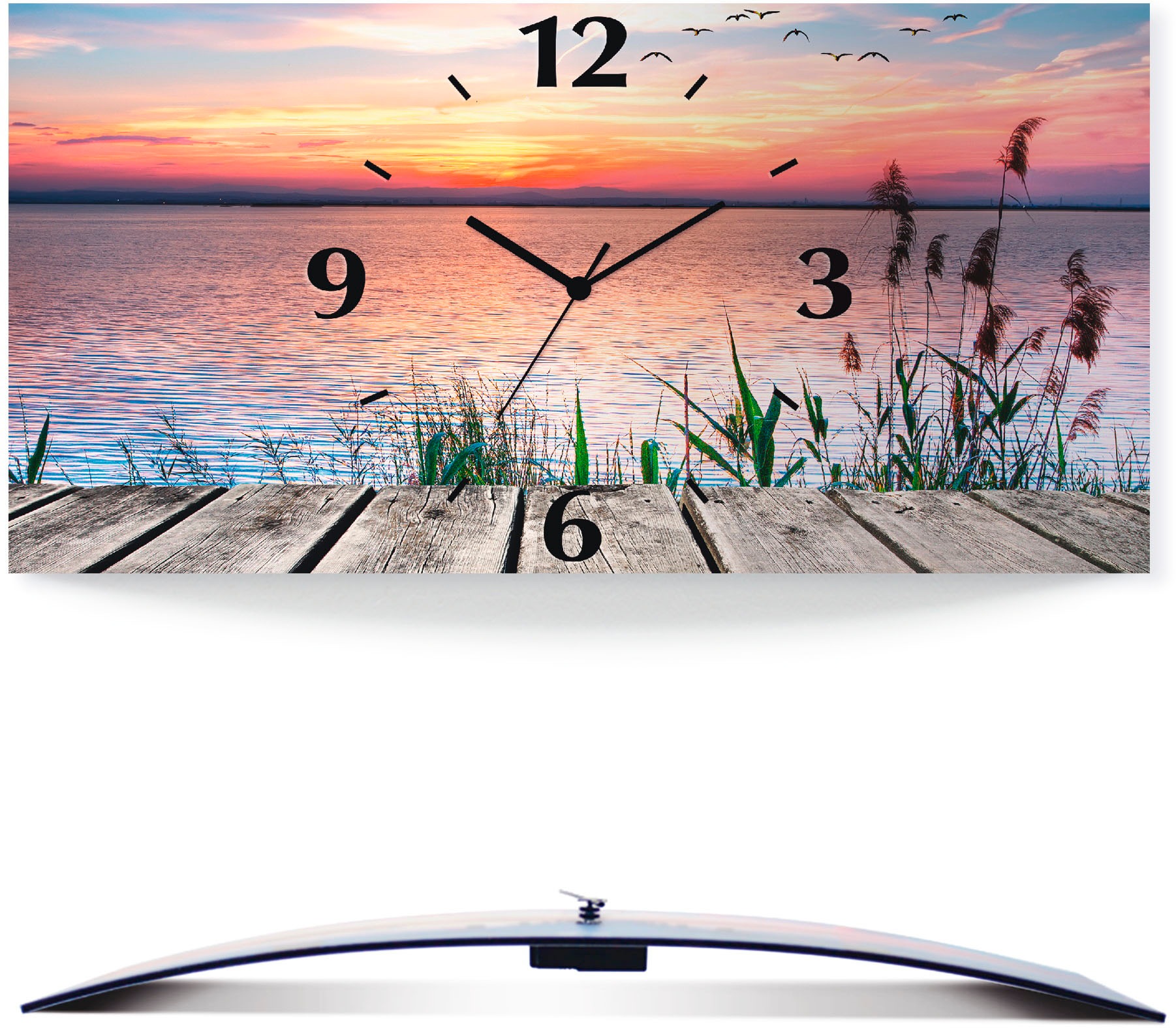 Image of Artland Wanduhr »Der See in den Farben der Wolken«, 3D Optik gebogen, lautlos, ohne Tickgeräusche, nicht tickend, geräuschlos - wählbar: Funkuhr o. Quarzuhr, moderne Uhr für Wohnzimmer, Küche etc. - Stil: modern bei Ackermann Versand Schweiz