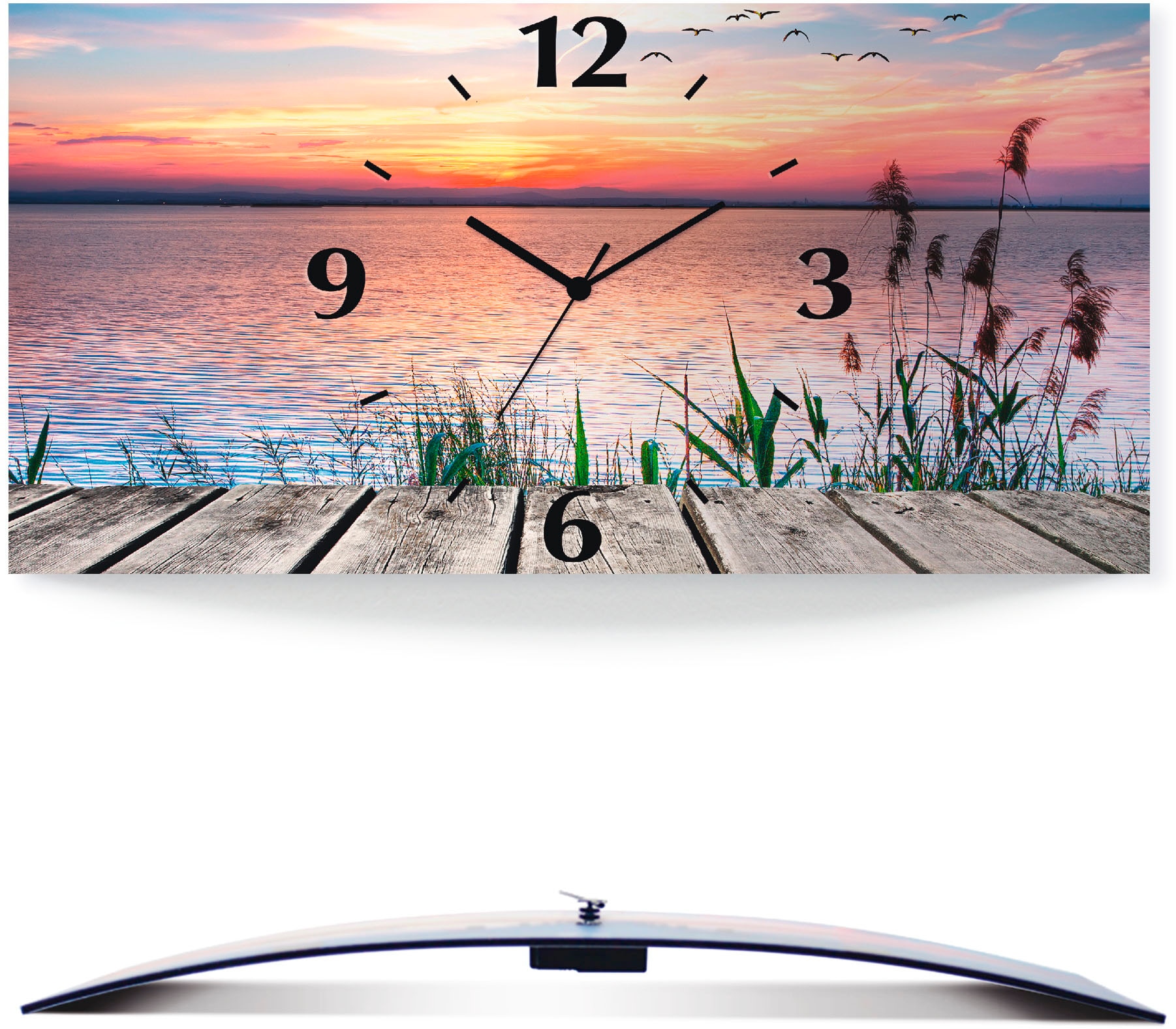 Image of Artland Wanduhr "Der See in den Farben der Wolken" wahlweise mit Quarz- oder Funkuhrwerk, lautlos ohne Tickgeräusche
