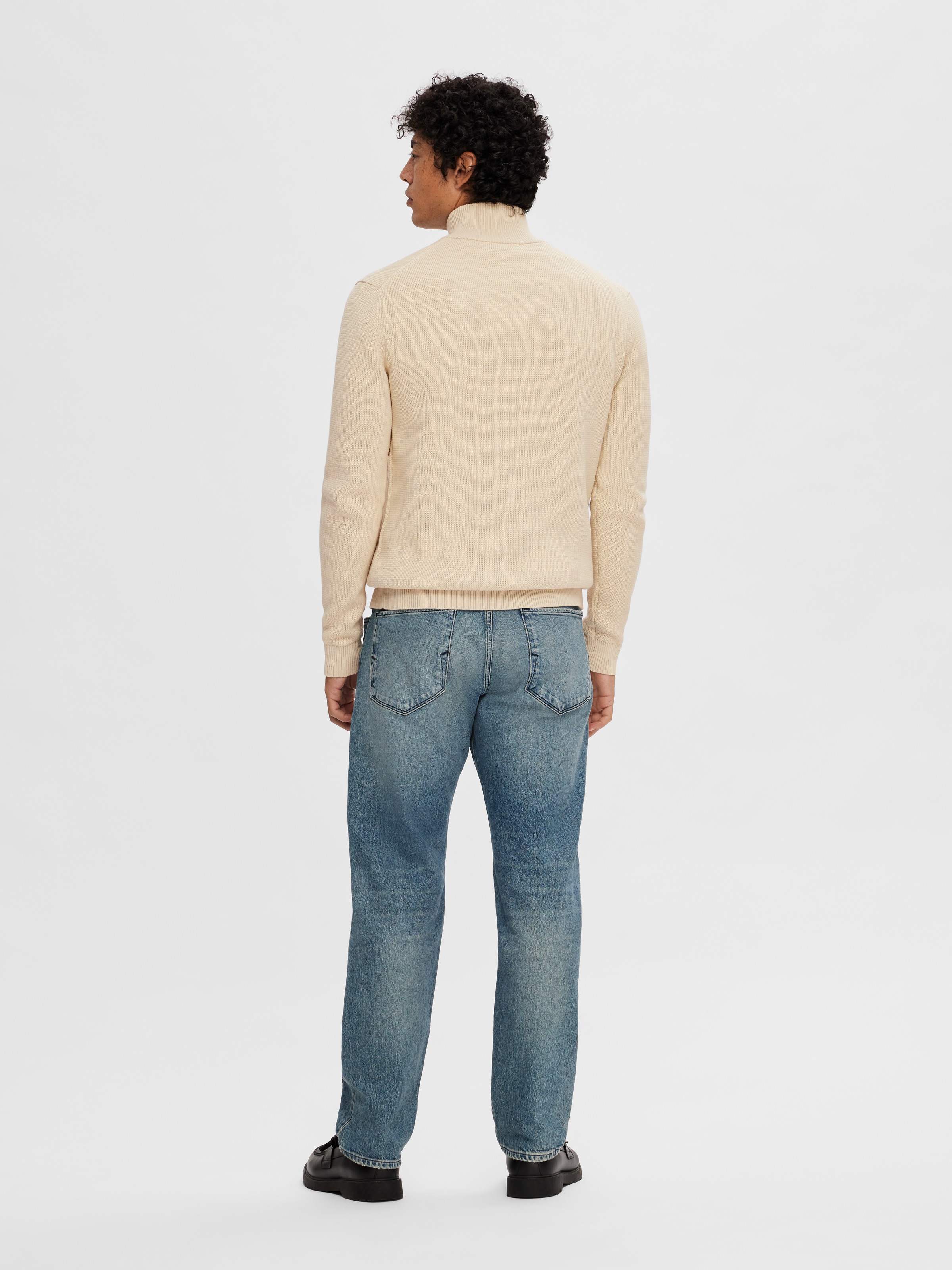 SELECTED Troyer »SLHDANE LS KNIT STRUCTURE HALF ZIP NOOS« Baumwolle, regular fit