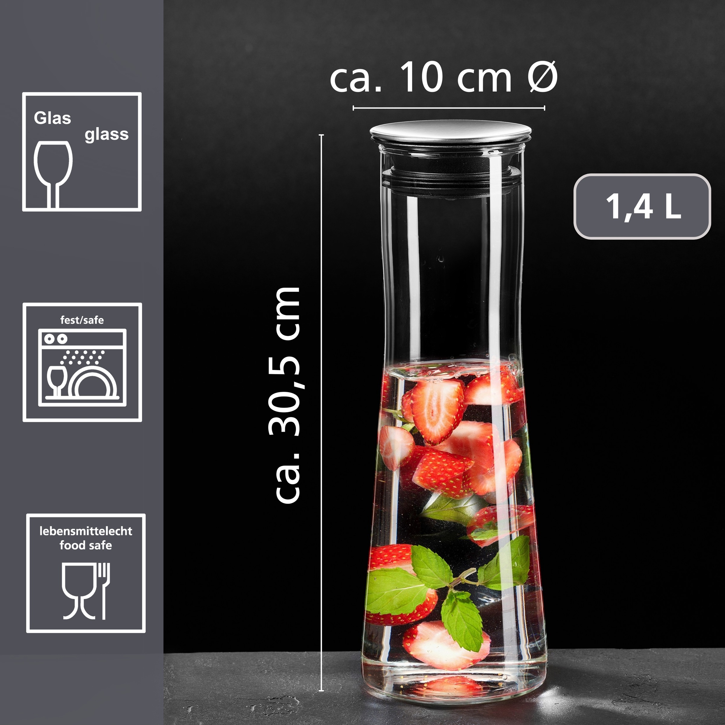 Ritzenhoff & Breker Carafe »Perfetto« Kanne, 1,4 Liter mit Edelstahldeckel