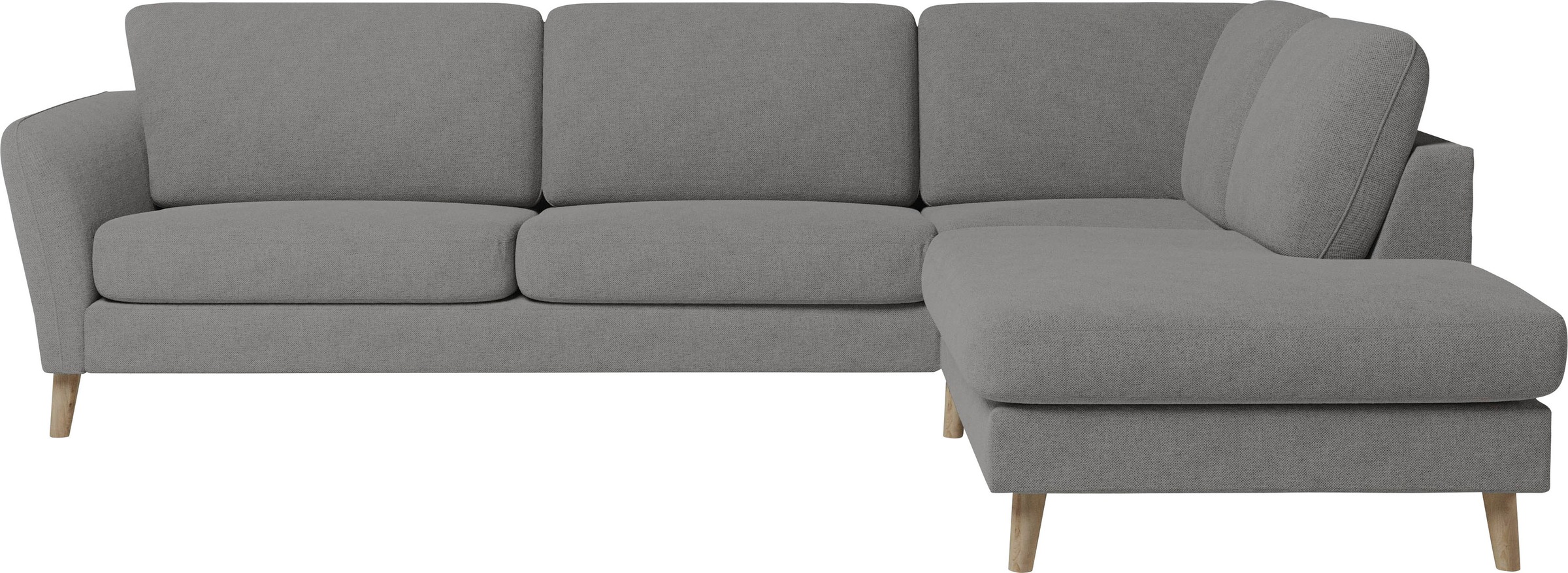 Home affaire Ecksofa »MARSEILLE 278/202 cm, L-Form, Ottom. rechts/links, verschiedene Bezüge« Massivholzbeine Eiche, Landhausstil, Wellenunterfederung