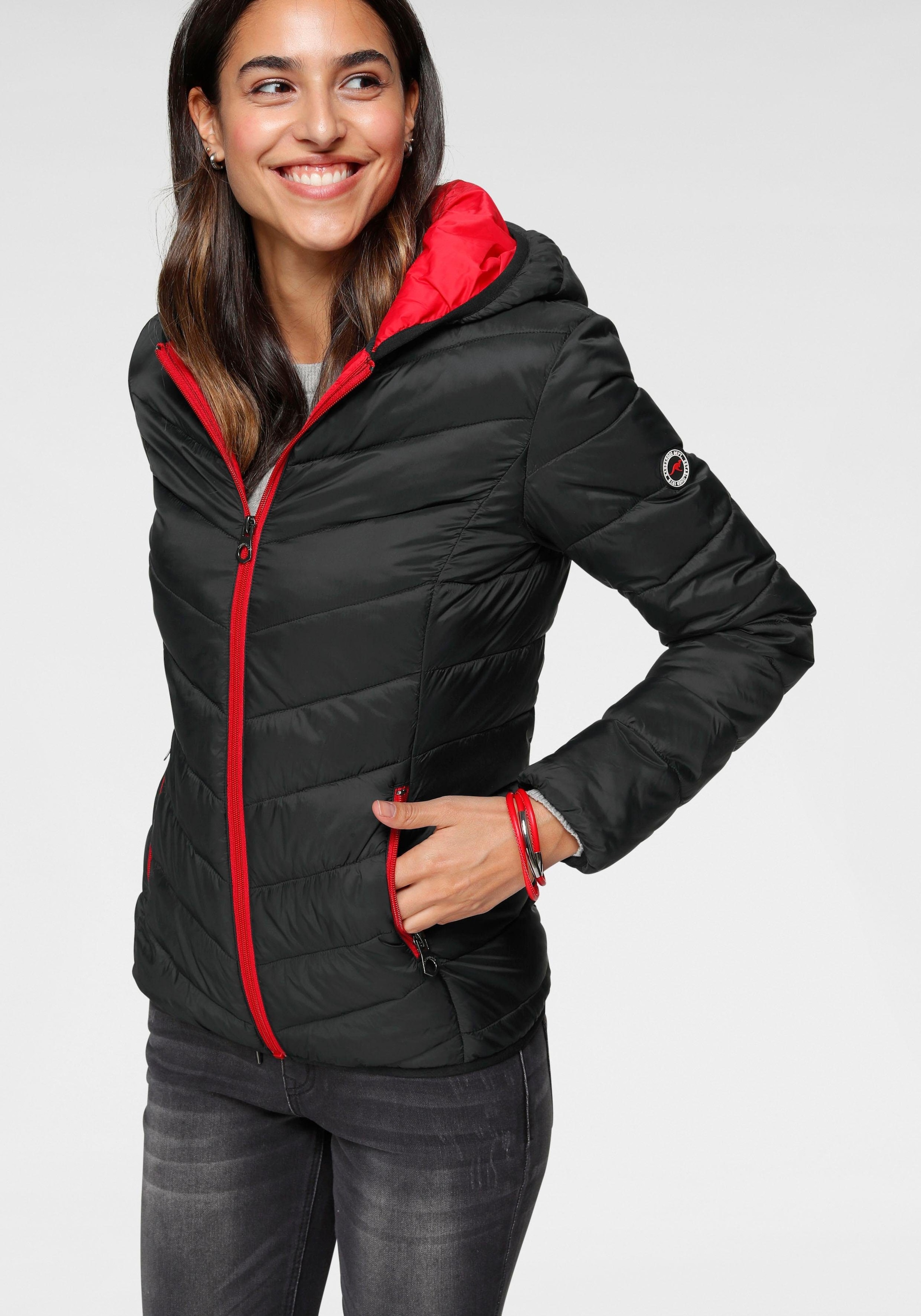 Image of KangaROOS Steppjacke mit Kapuze mit kontrastfarbenen Details