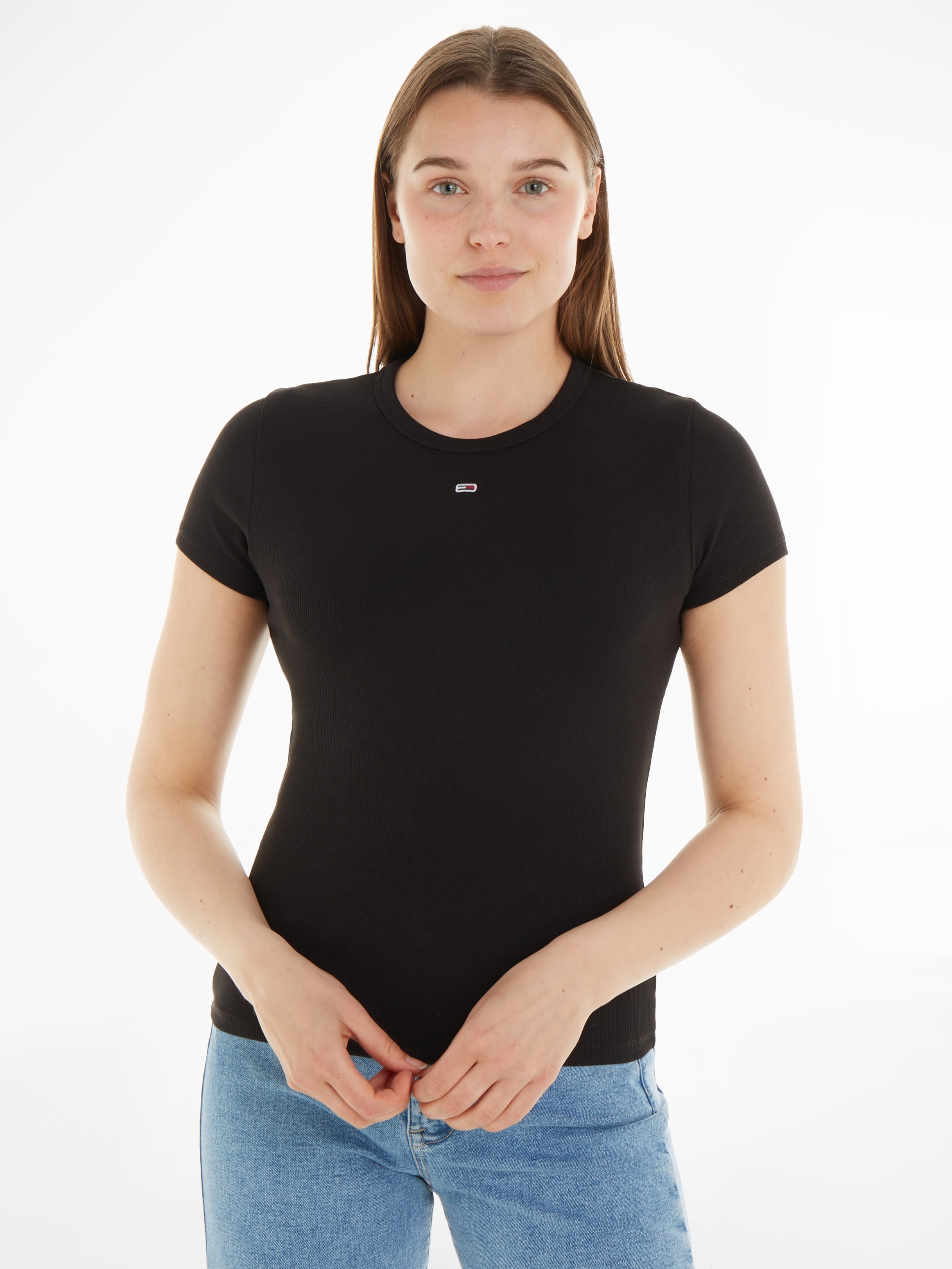 T-Shirt »Slim Essential Rib«, Grosse Grössen