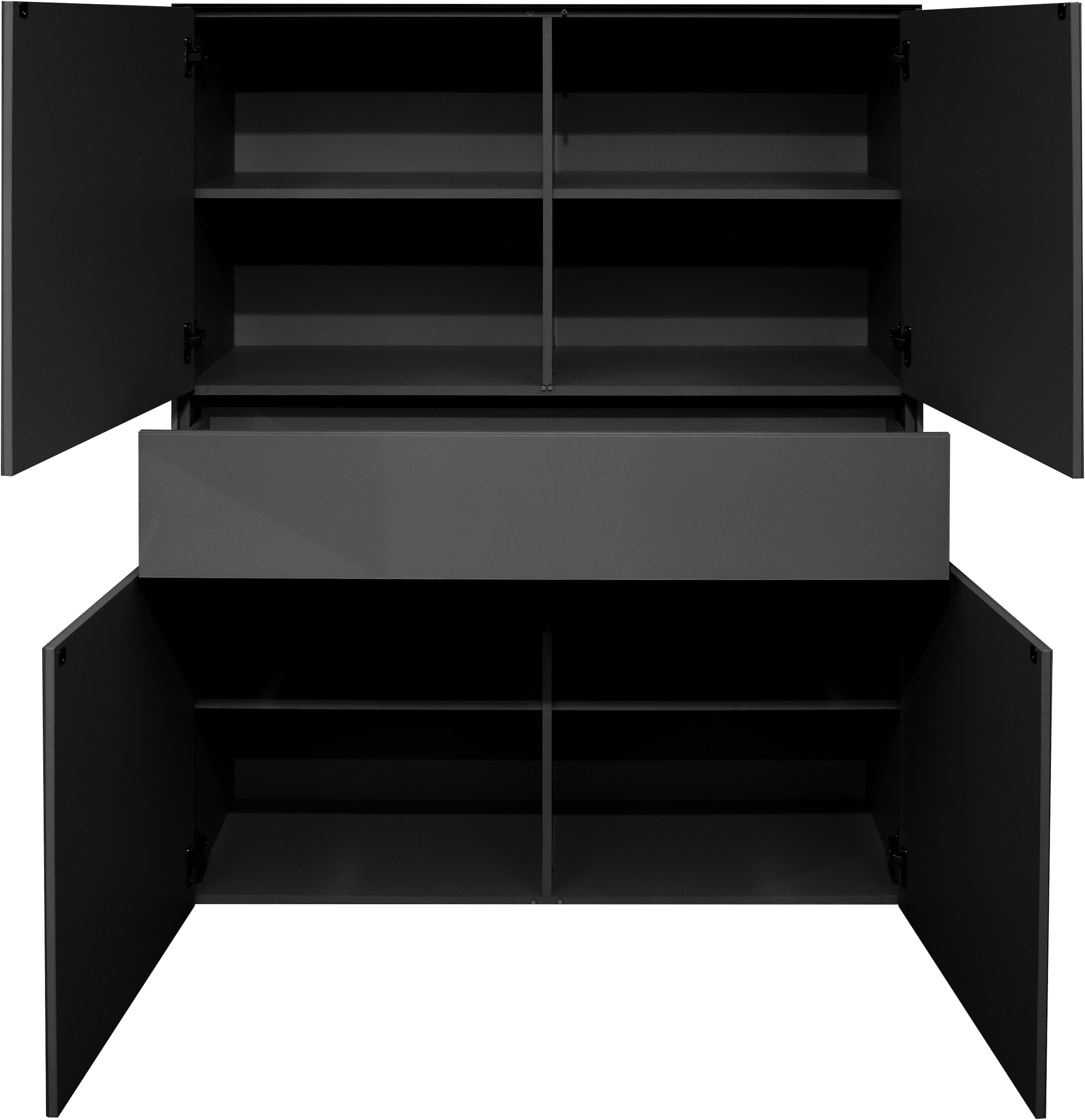 Mäusbacher Highboard »Imola TOPSELLER!«, Mäusbacher Highboard, Breite 121 cm, mit Glasfront und Glasoberplatte