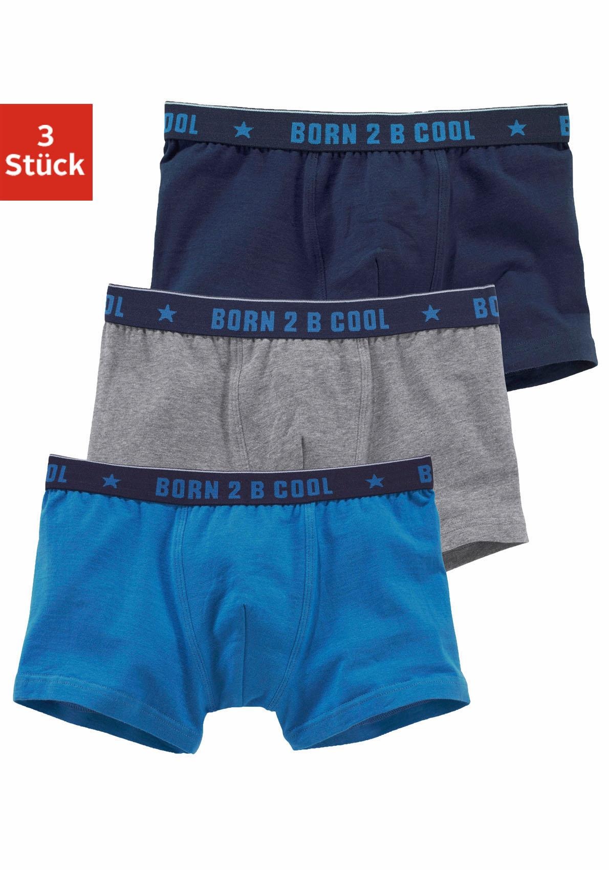 Image of AUTHENTIC UNDERWEAR Boxer "Boxershorts für Jungen" Packung, 3 Stk. mit "BORN 2 B COOL" Bund