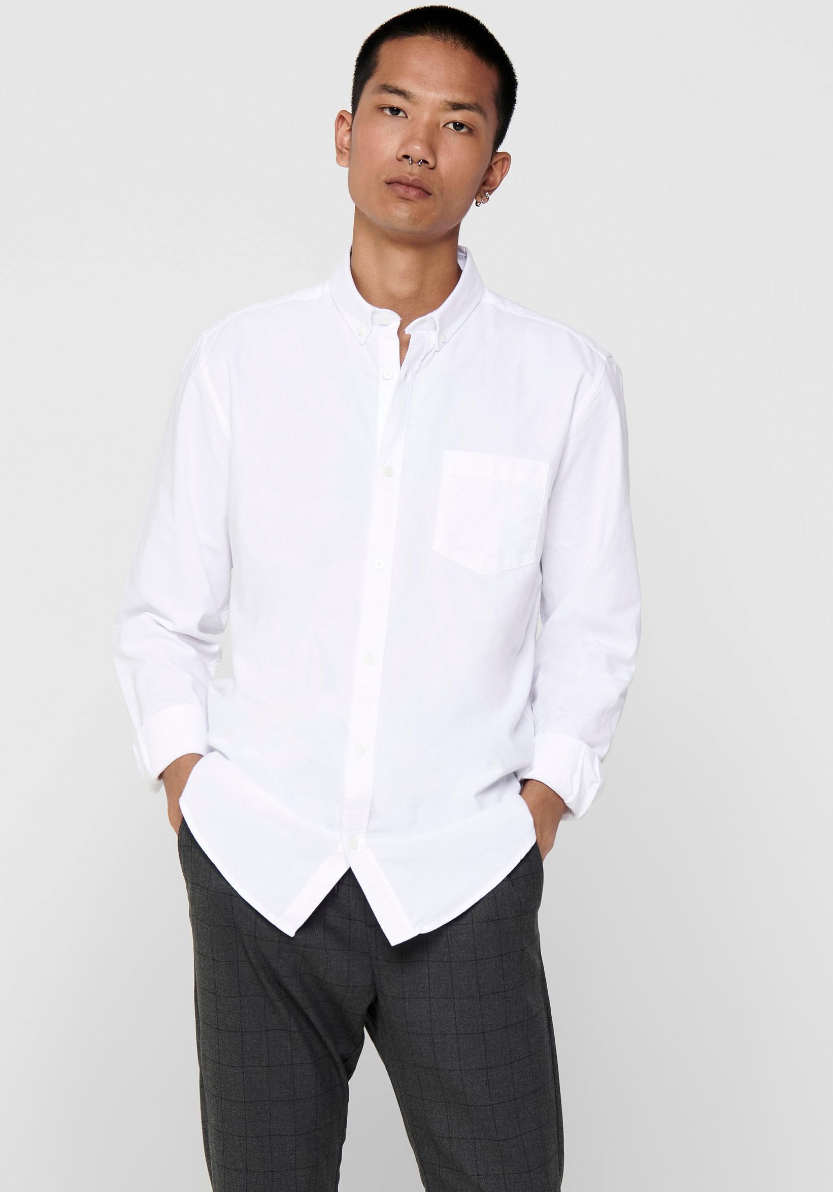 ONLY & SONS Langarmhemd »ONSALVARO SLIM LS OXFORD SHIRT NOOS«