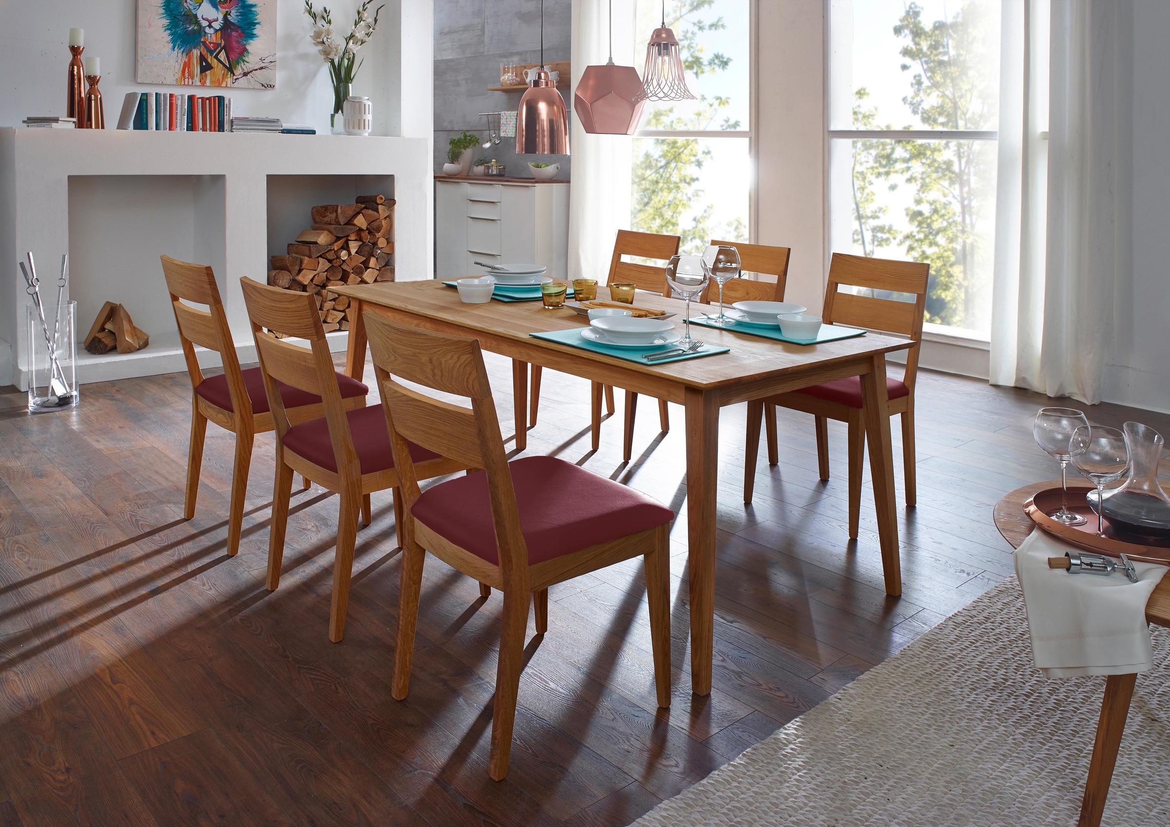 Image of SCHÖSSWENDER Essgruppe »Filippa«, (Set, 7 tlg.), aus Massivholz Eiche bei Ackermann Versand Schweiz