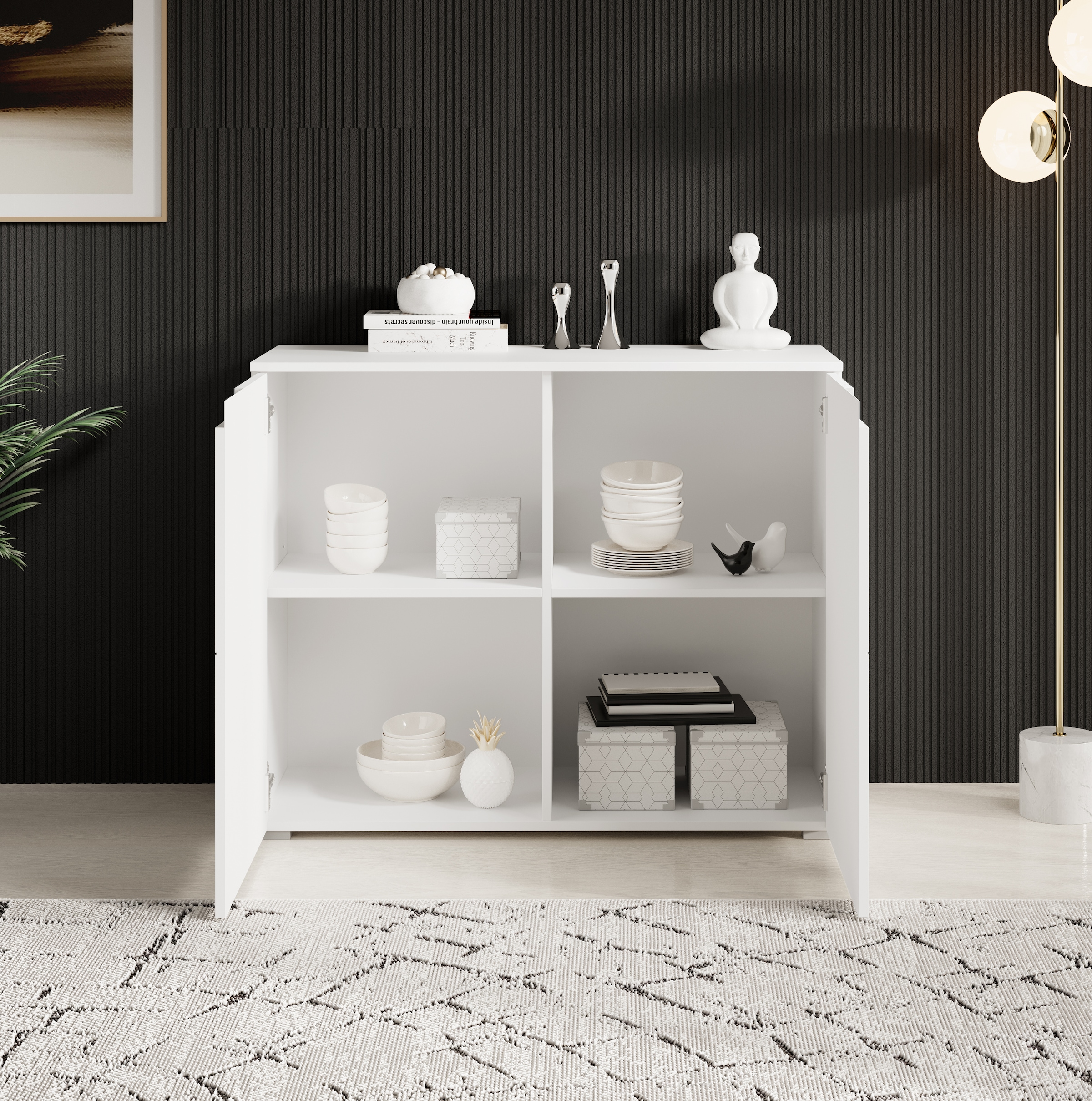 HBZ Kommode »Spice weiss hochglanz, BxHxT 100x80x40 cm«, Kommode mit 2 Türen und 2 Einlegeböden