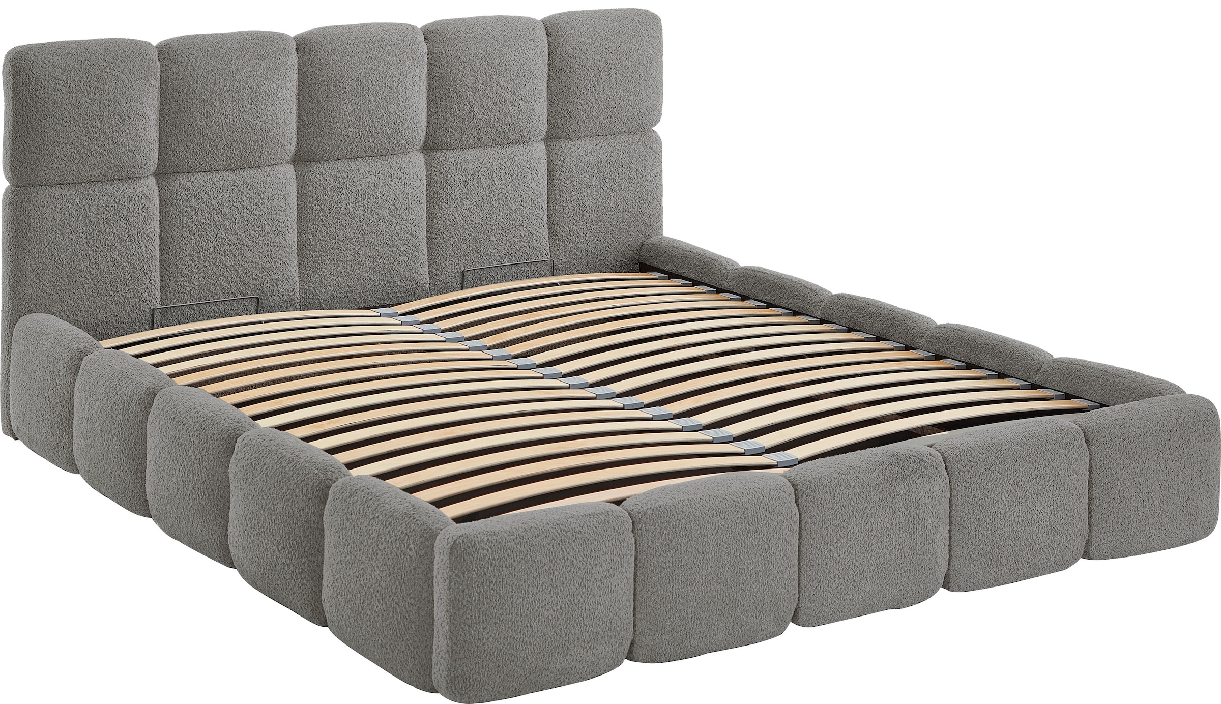 ATLANTIC home collection Polsterbett »"Jane" mit grossen Stauraum«, luxurious gepolstertes Kopfteil und Rahmen, Bezug mit Bouclécharakter