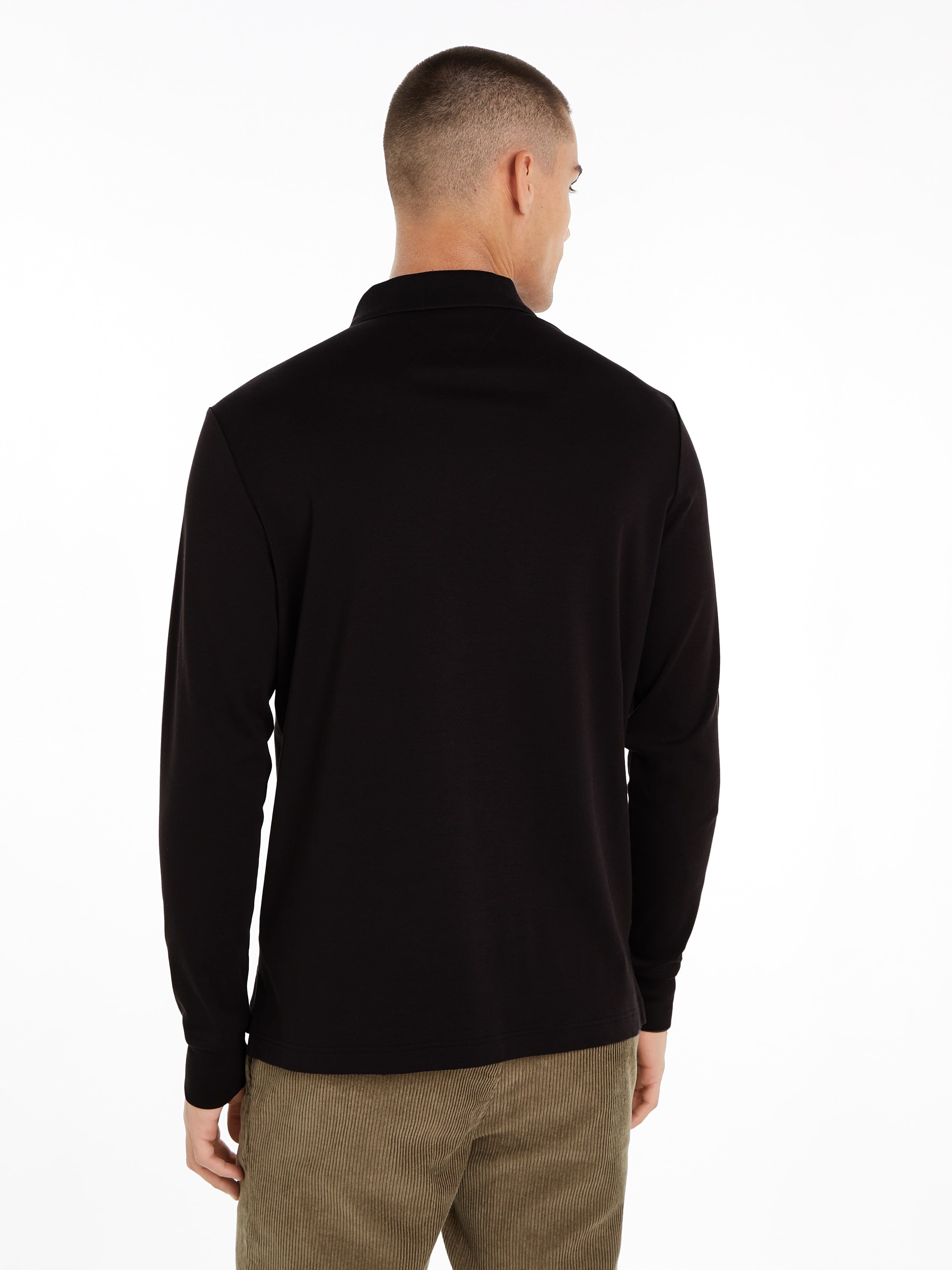 Tommy Hilfiger Polo à manches longues »L/S LIQUID COTTON REG POLO mit Jersey und Markenlabel« unifarben, casual, regular fit, Baumwolle, Polokragen