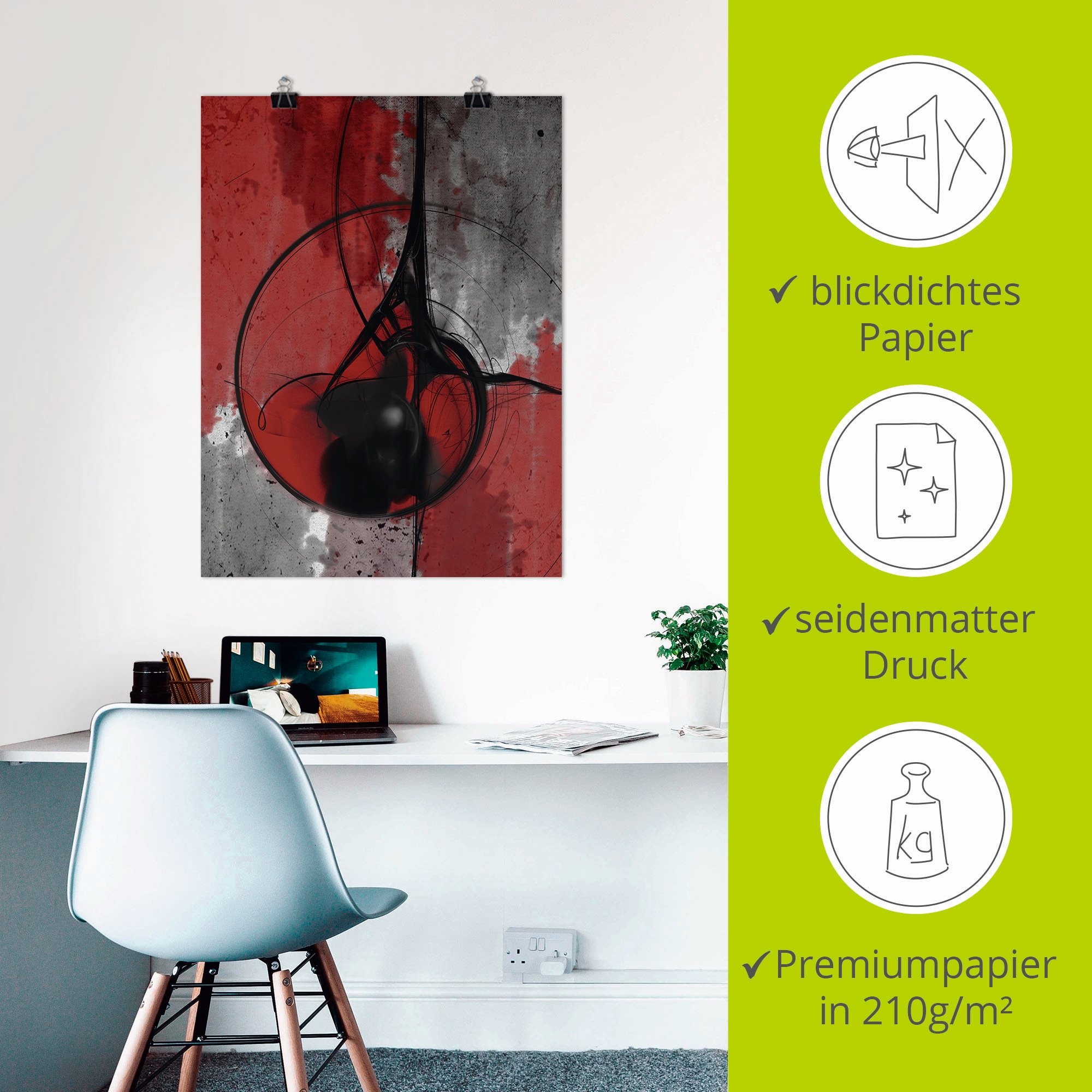 Artland Wandbild »Abstrakt in rot und schwarz«, Gegenstandslos, (1 St.), als Alubild, Outdoorbild, Leinwandbild, Poster in verschied. Grössen