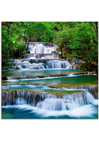 Glasbild »Tiefen Wald Wasserfall«, Gewässer, (1 St.)