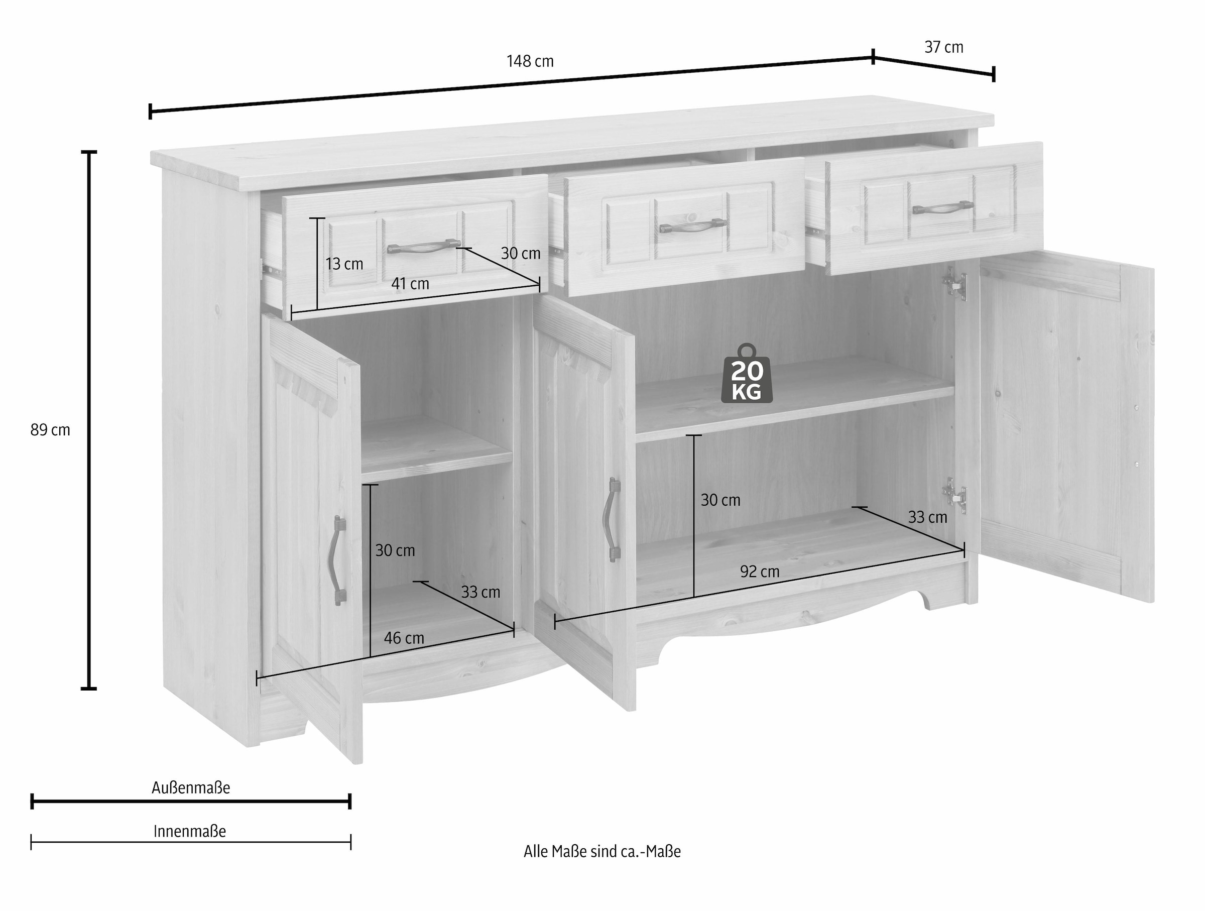 Home affaire Sideboard »Trinidad«, Breite 148 cm