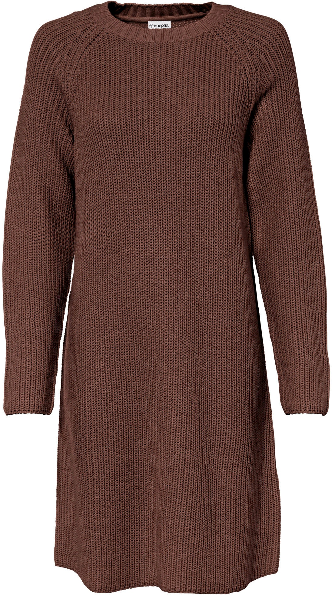 bonprix Strickkleid aus Polyacryl, lockere Passform, knielang, mit Rundhalsausschnitt
