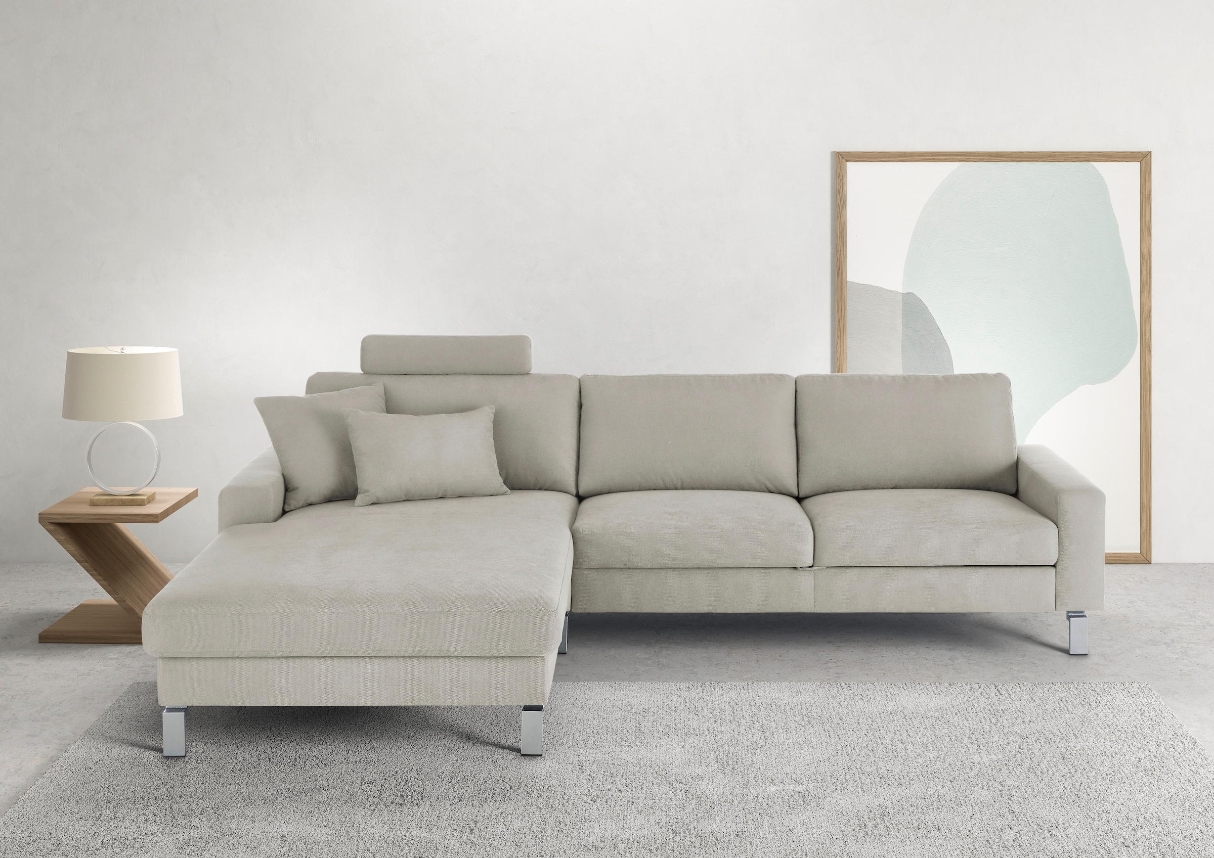 Image of 3C Candy Ecksofa "Lecce, wahlweise PUR-Schaumstoff oder Tonnentaschenfederkern" Bett im 2,5-Sitzer, teilmotorische Schlaffunktion im Longchair, L-Form