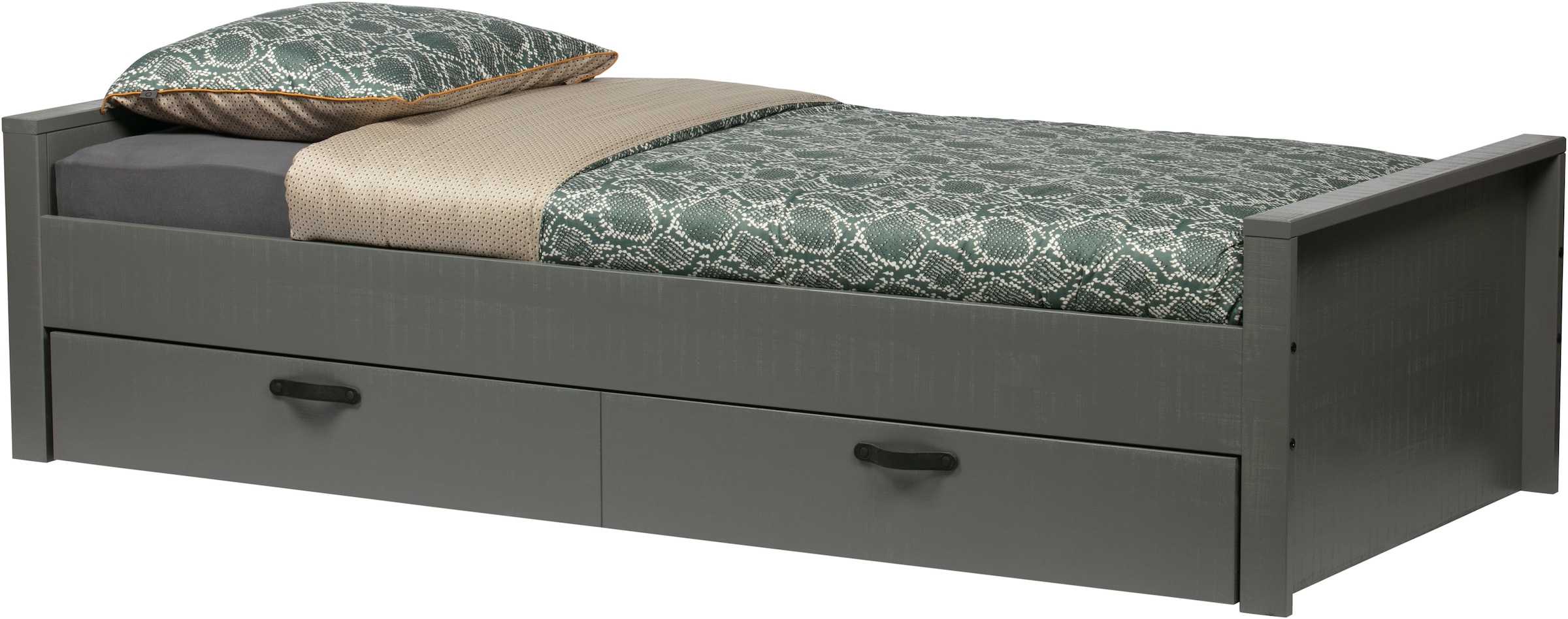 Image of WOOOD Bettgestell "Morris FSC-Kiefernholz bandsägerauh,H 53 x B 214 x T 95 cm" Matratzenmass 90x200 cm, einfach zu montierbar, Schublade optional