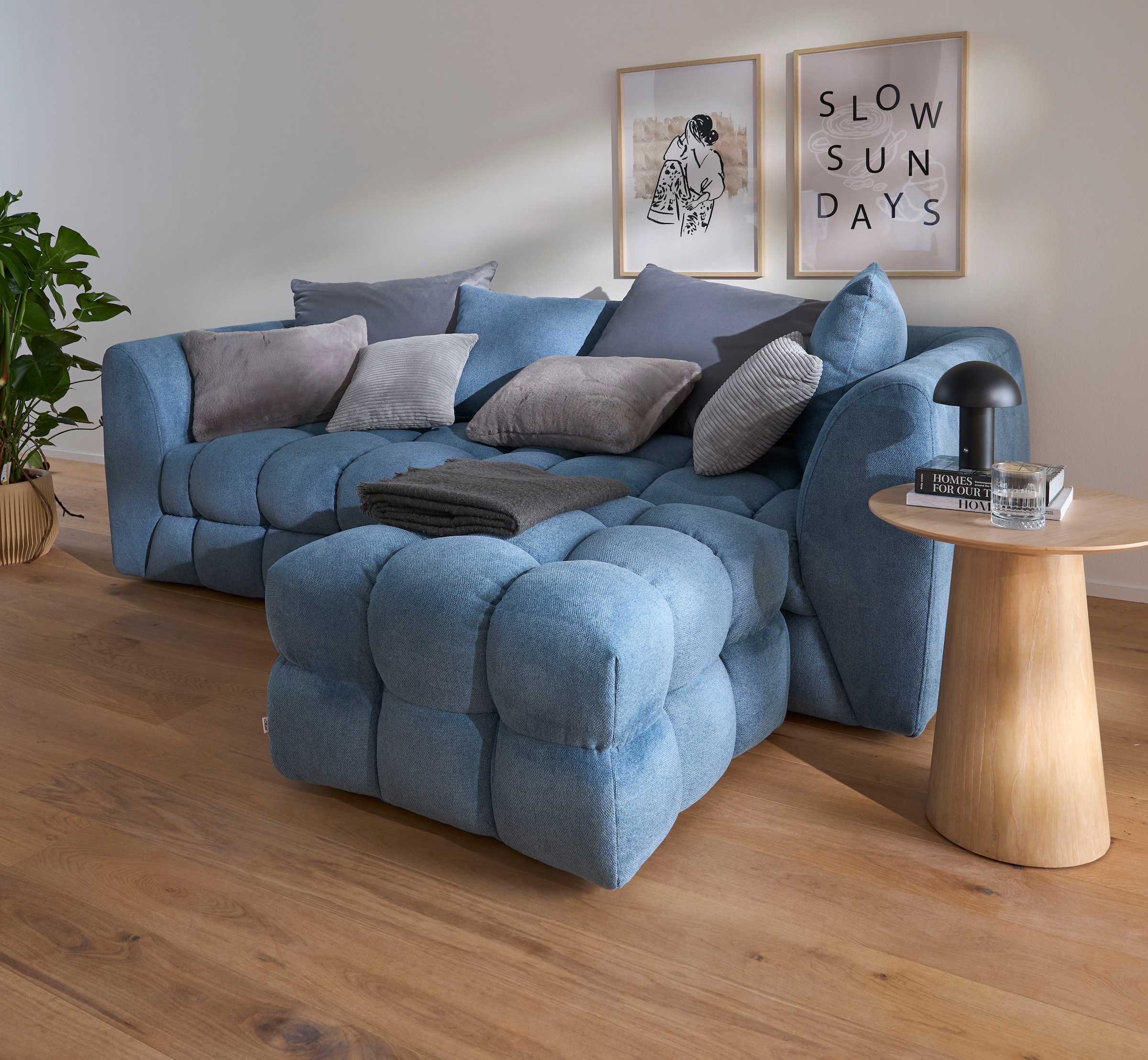 s.Oliver Polsterhocker »COBBO Sitzhocker Bubble-Optik, Masse B/T/H: 80/80/48 cm« passend zum Sofa, moderne Steppung und hoher Sitzkomfort