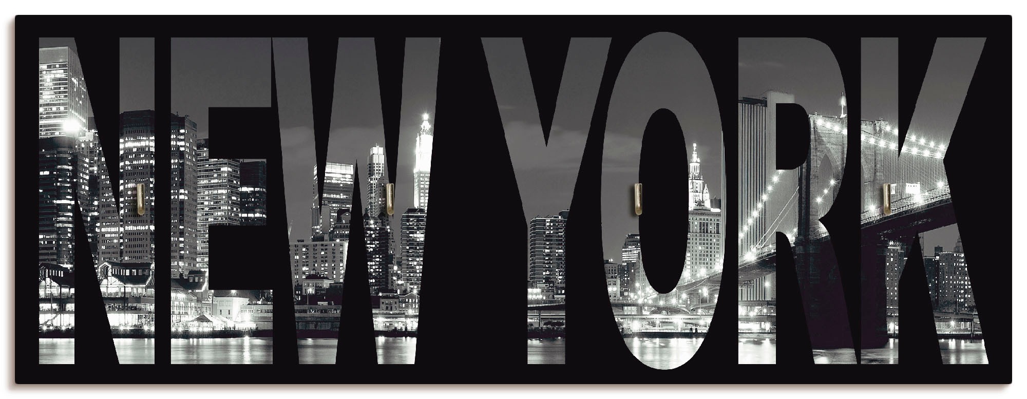 Image of Artland Hakenleiste »New York«, aus Holz mit 4 Schlüsselhaken – Schlüsselboard, Schlüsselbretter, Schlüsselhalter, Schlüsselaufhänger für den Flur – Stil: Modern bei Ackermann Versand Schweiz