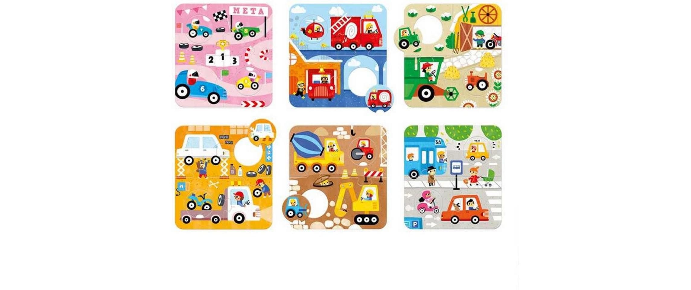   Puzzle »Banana Panda Match the Vehicles Pappe 36 Teile« Englisch, Multilingual