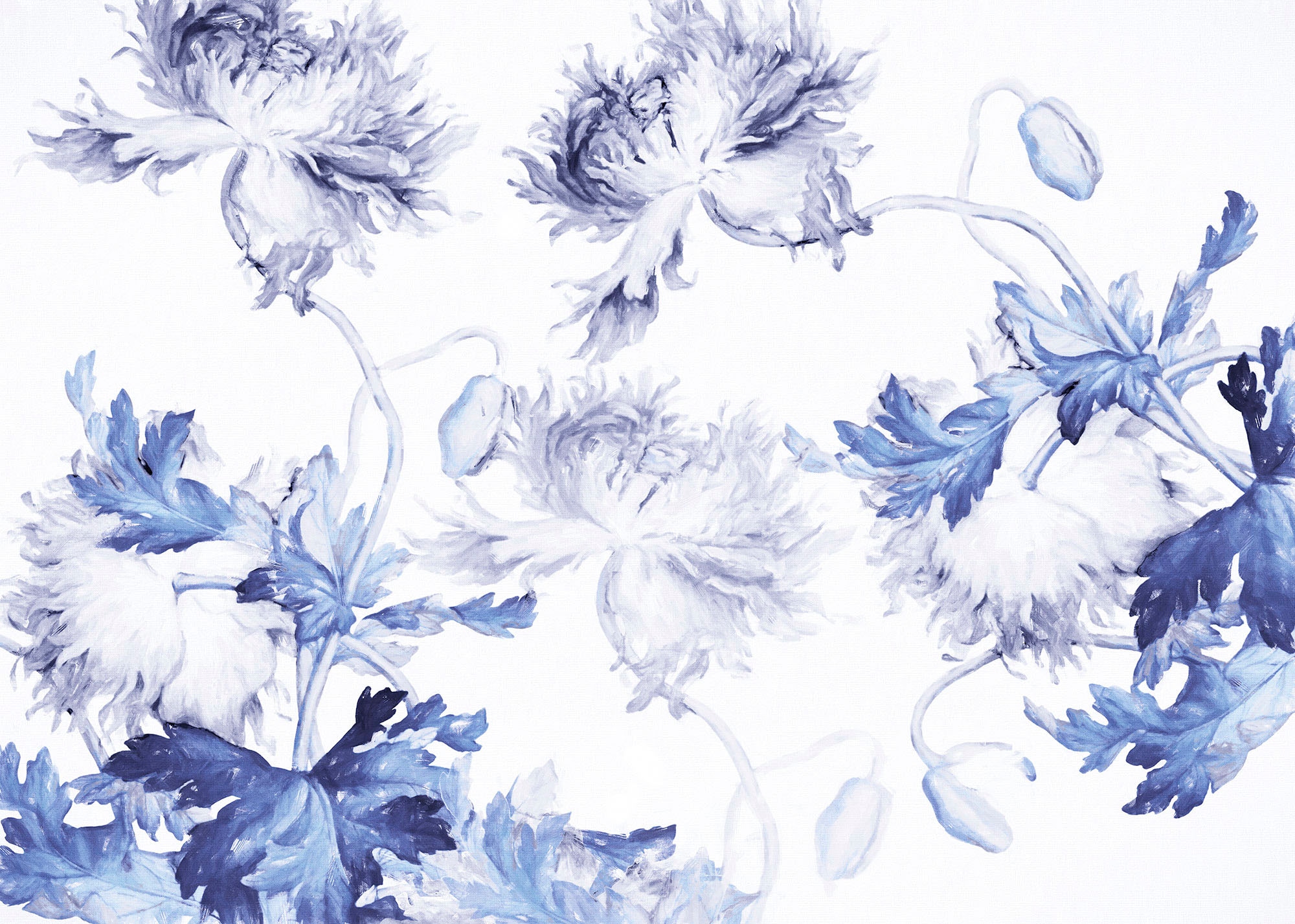 Image of Komar Vliestapete "Digitaldruck Vlies - Blue Silhouettes - Grösse 350 x 250 cm" bedruckt glatt Wohnzimmer, Schlafzimmer