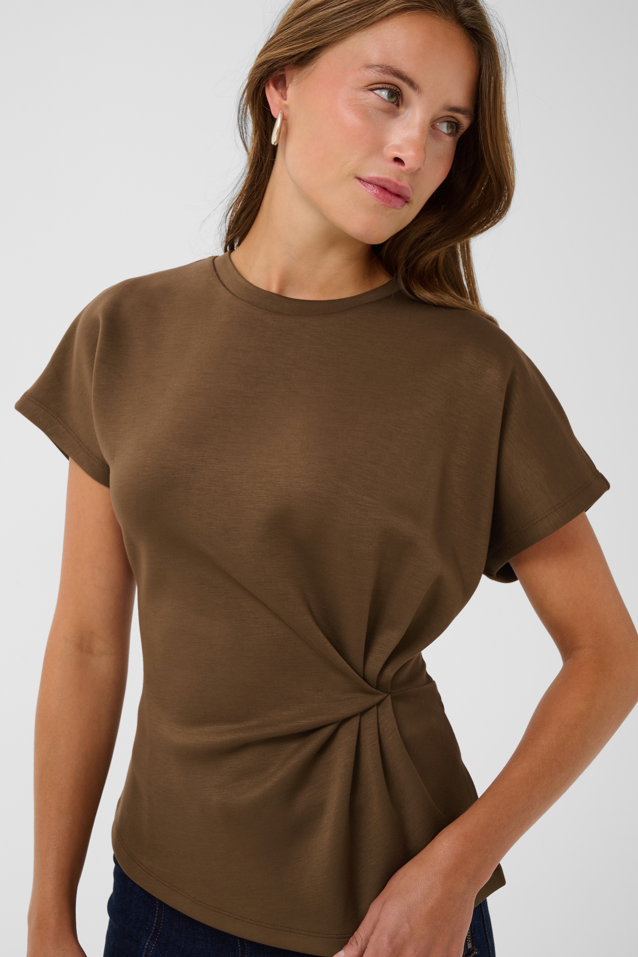 Saint Tropez Blouse à manches courtes »TheoSZ Blouse« Mélange de matières, coupe ajustée