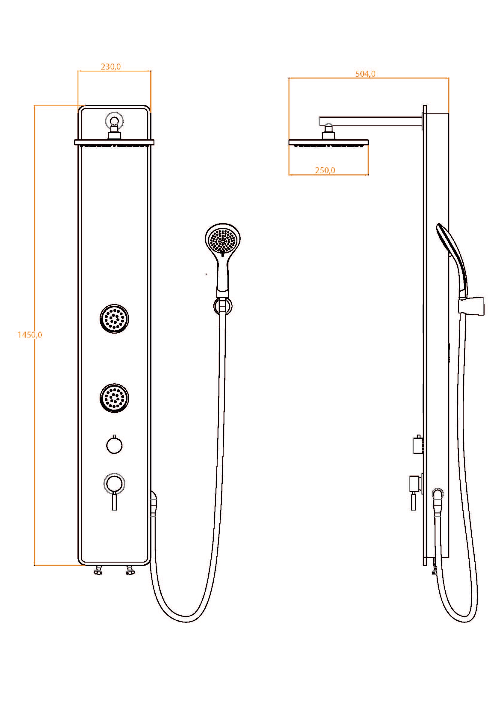Schütte Duschsäule Duschsystem mit Regendusche & Massagedüsen,Handbrause mit 3 Funktionen