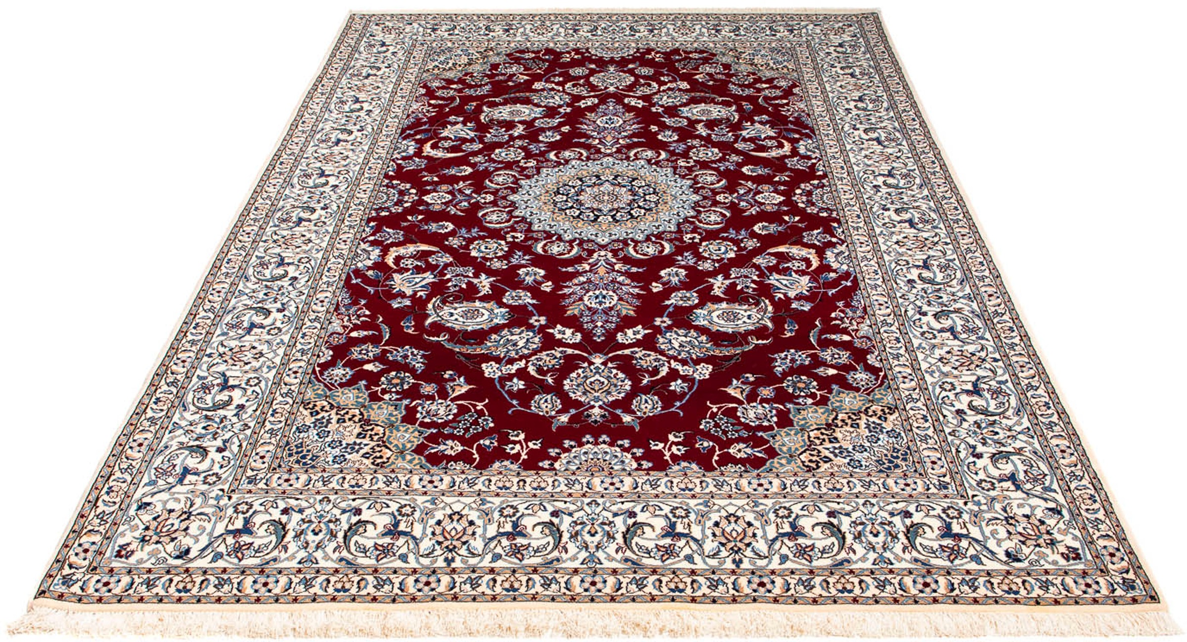 Image of morgenland Orientteppich »Perser - Nain - Premium - 238 x 151 cm - dunkelrot«, rechteckig, 6 mm Höhe, Wohnzimmer, Handgeknüpft, Einzelstück mit Zertifikat bei Ackermann Versand Schweiz