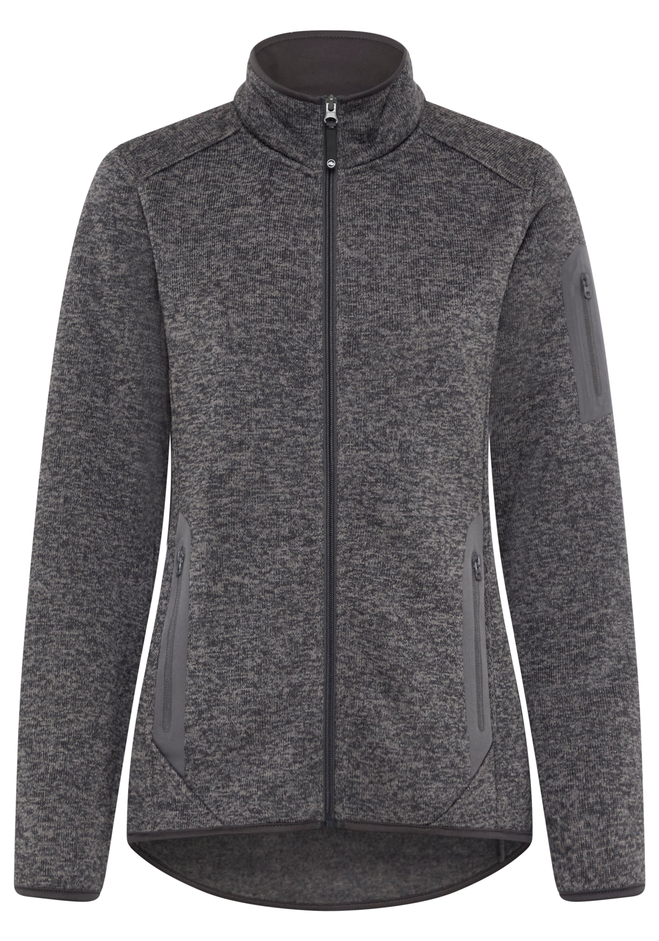 Polarino Strickfleecejacke mit Stehkragen und Kotrast-Reissverschlüssen