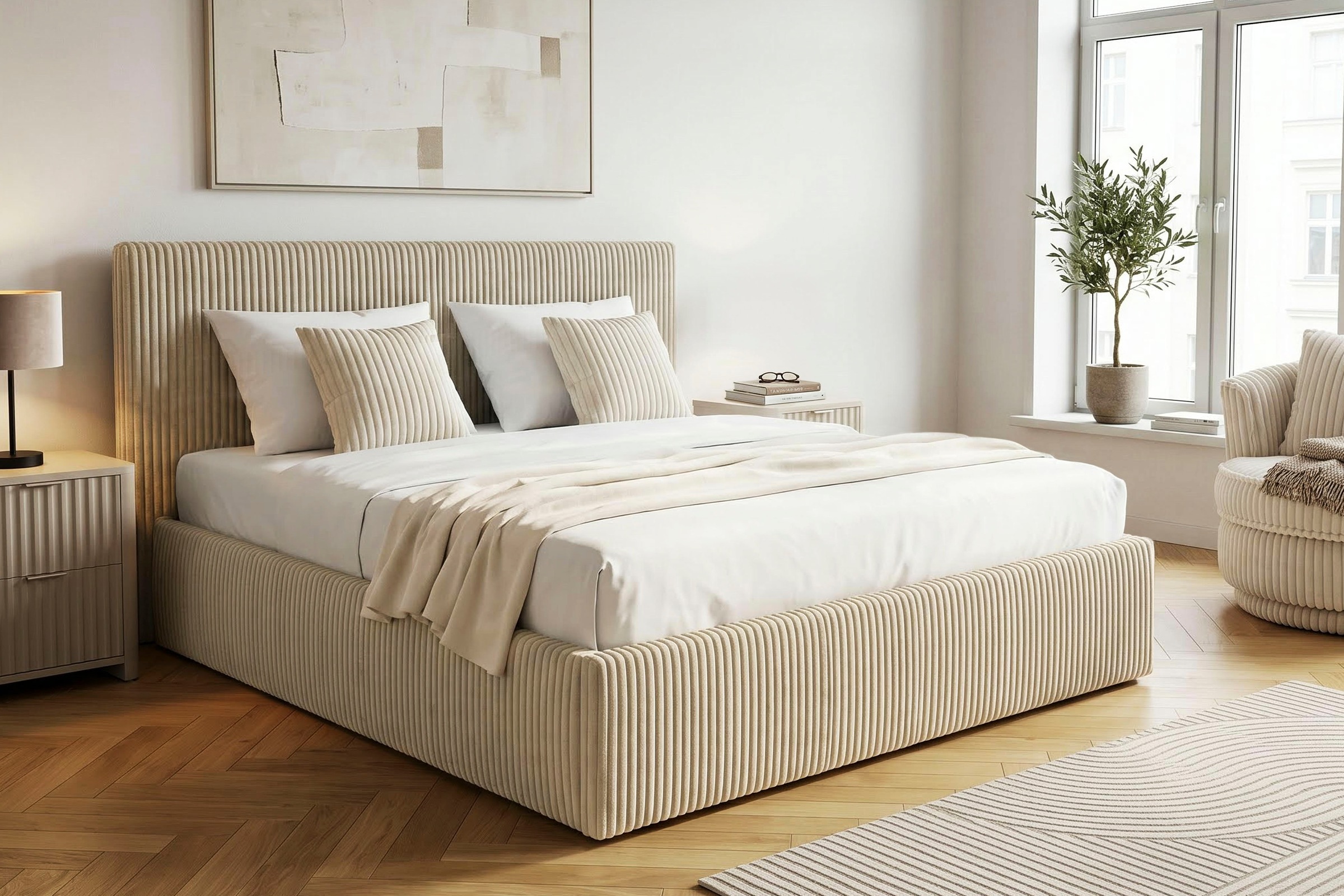 Image of GOODproduct Polsterbett "AVVRA wahlweise mit Lattenrost und King-Matratze H3 (28cm)" mit flauschigen Breitcord-Bezug, Liegefläche 180x200cm