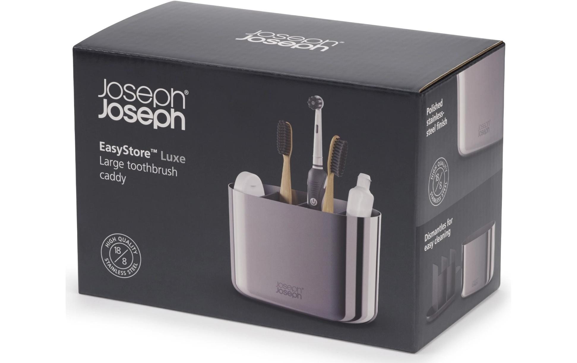 Joseph Joseph Porte-brosse à dents »EasyStore Luxe« grosser Zahnbürstenhalter aus Edelstahl