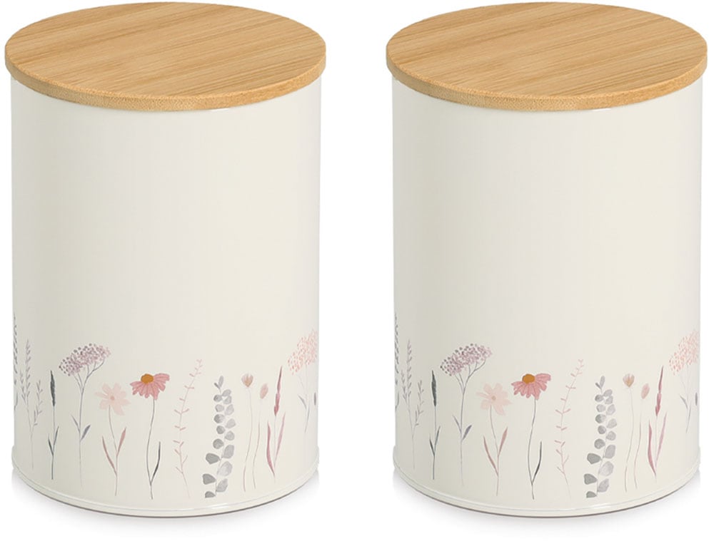 Image of Zeller Present Vorratsdose ""Flowers", 2-tlg." luftdicht, pflegeleicht, 1200 ml