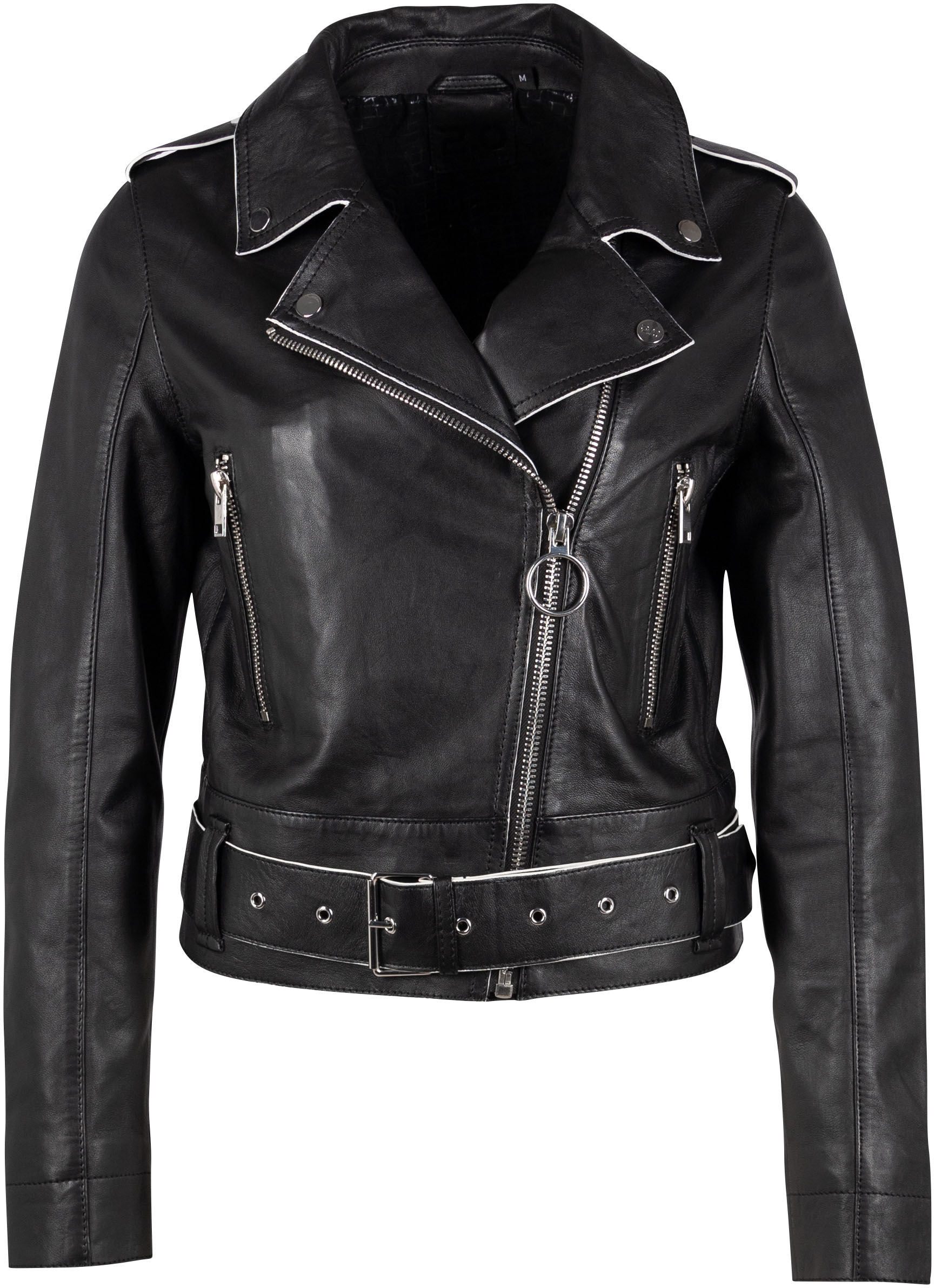 Mauritius Lederjacke »G2WCelin SF«, mit asymetrischem Reissverschluss, Gürtel, Zipper-Details