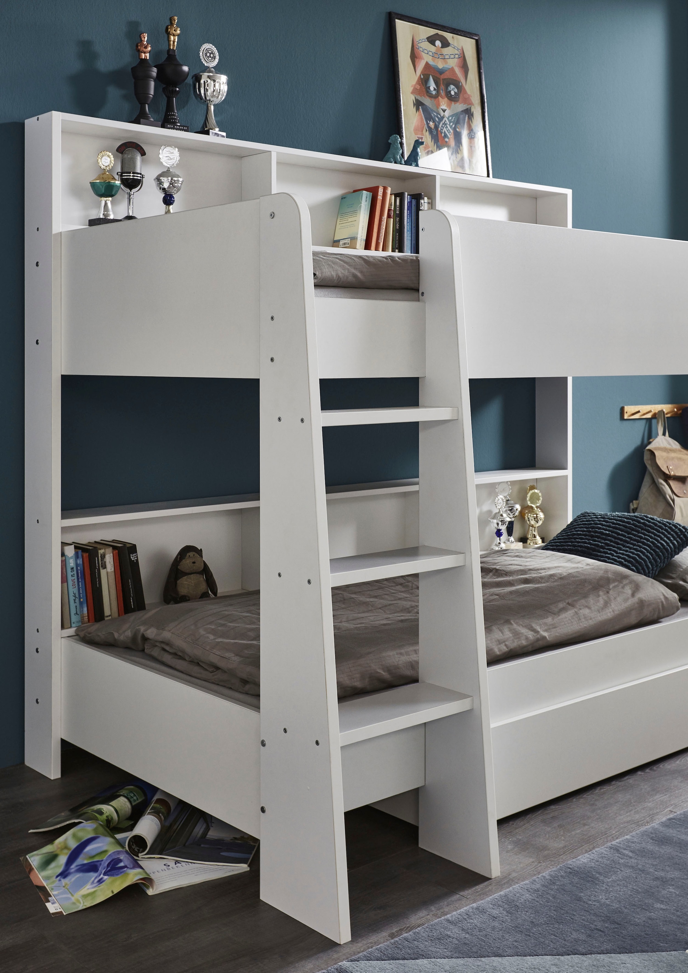 Relita Lit superposé »Sway« 2 surfaces de couchage, avec échelle, étagères arrière